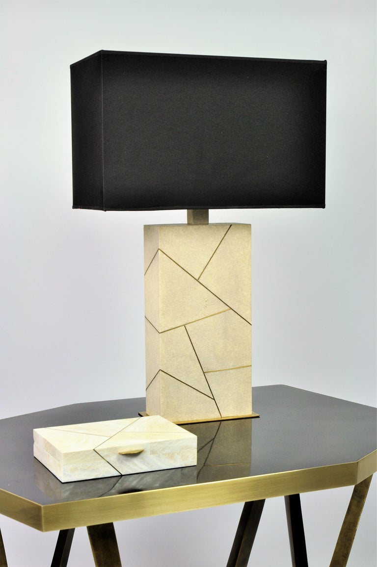 Modern Table Lamp CONSTELLATION in Shagreen and Brass by Ginger Brown