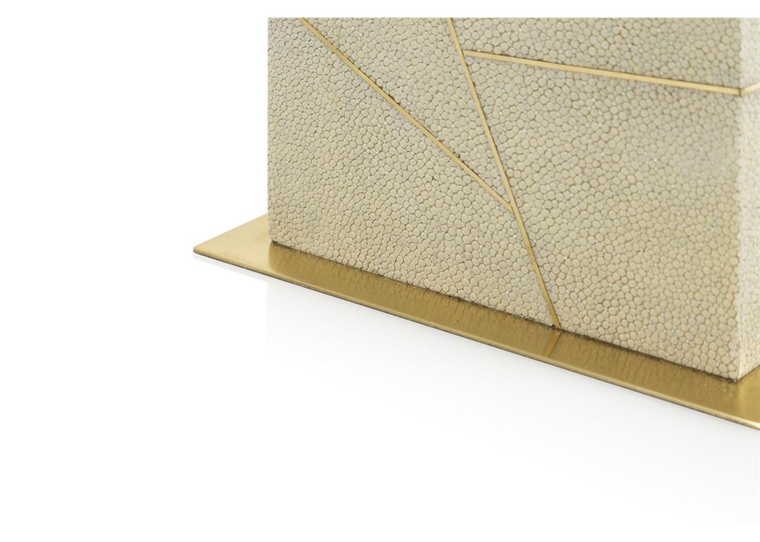 French Table Lamp CONSTELLATION in Shagreen and Brass by Ginger Brown