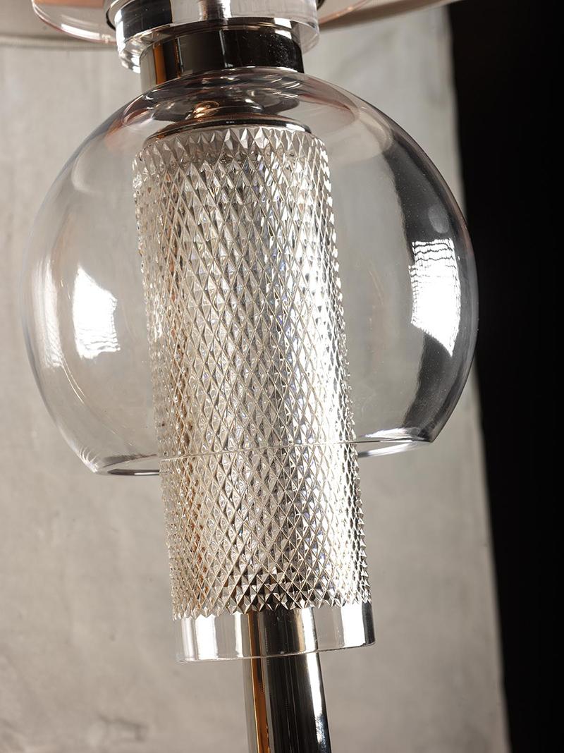 Italian Contemporary Table Lamp Crystal Glass Nickel-Plated Brass Silver Italy  For Sale