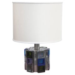 Poliarte-Tischlampe aus kubischem Eisglas, Albano Poli, 1970er Jahre