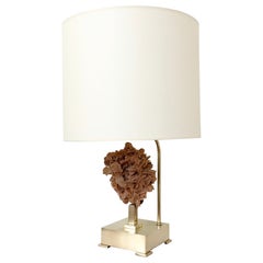 Table Lamp, Desert Rose and Brass, by Willy Daro, circa 1970, Belgium