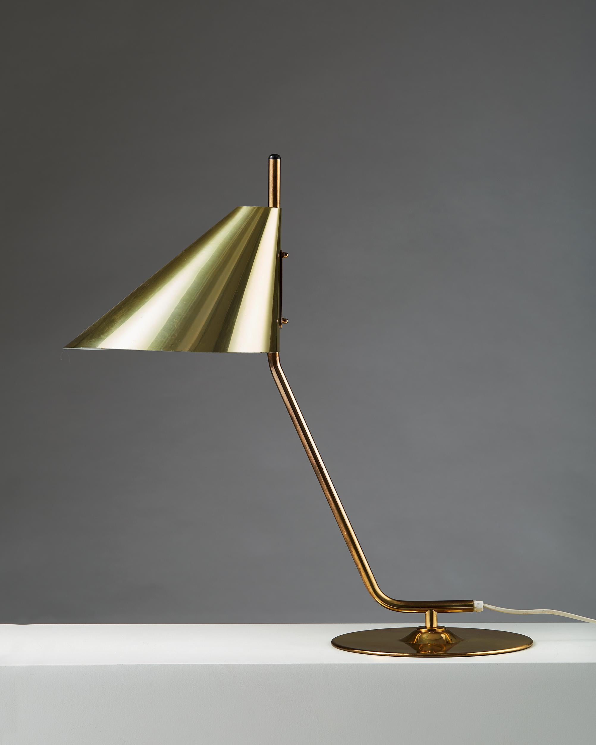 Table lamp designed by Hans Agne Jakobsson, Sweden, 1960s. Brass.
 