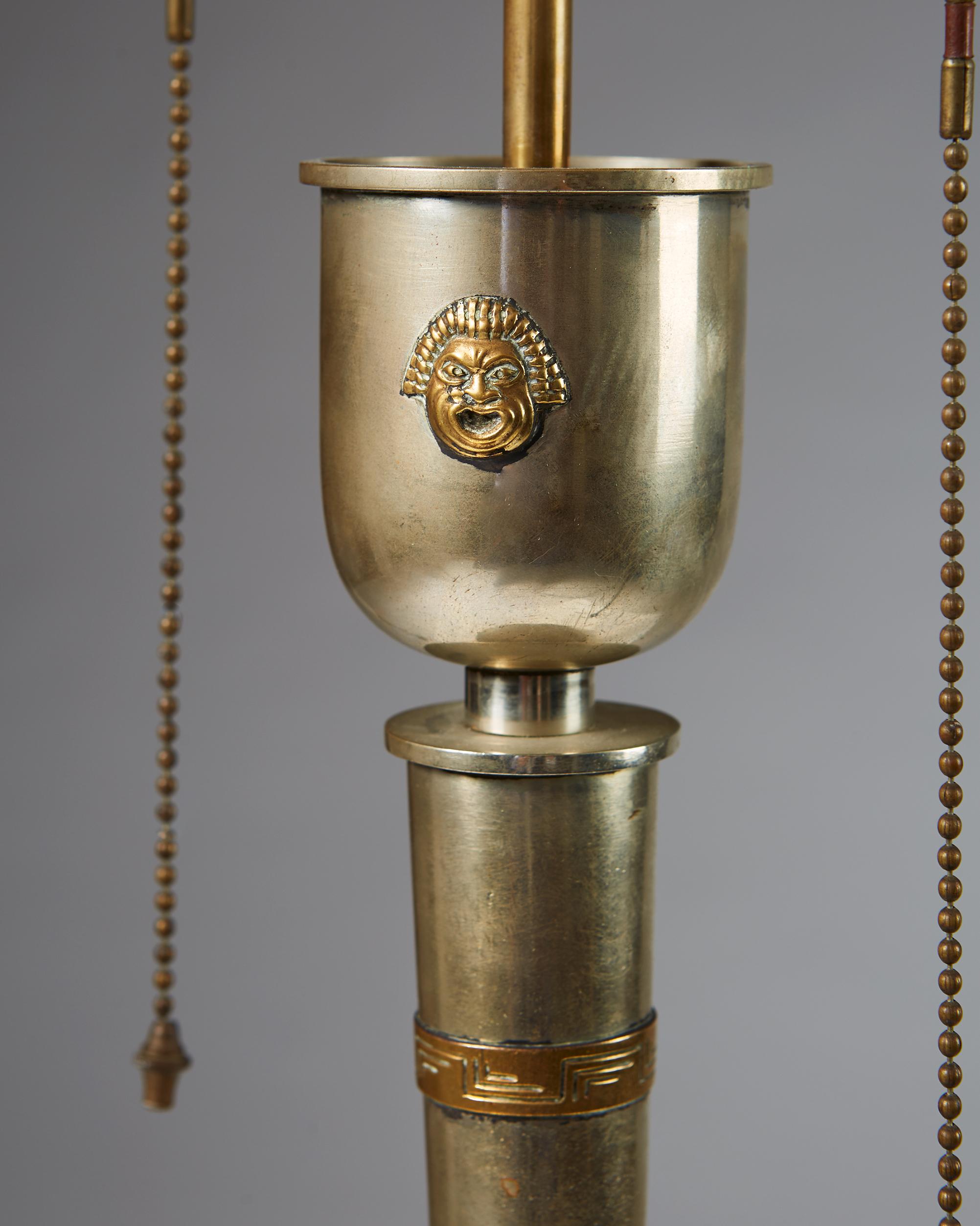 Table Lamp Designed by Tore Kullander, Pewter and Brass, Sweden, 1930s For Sale 4