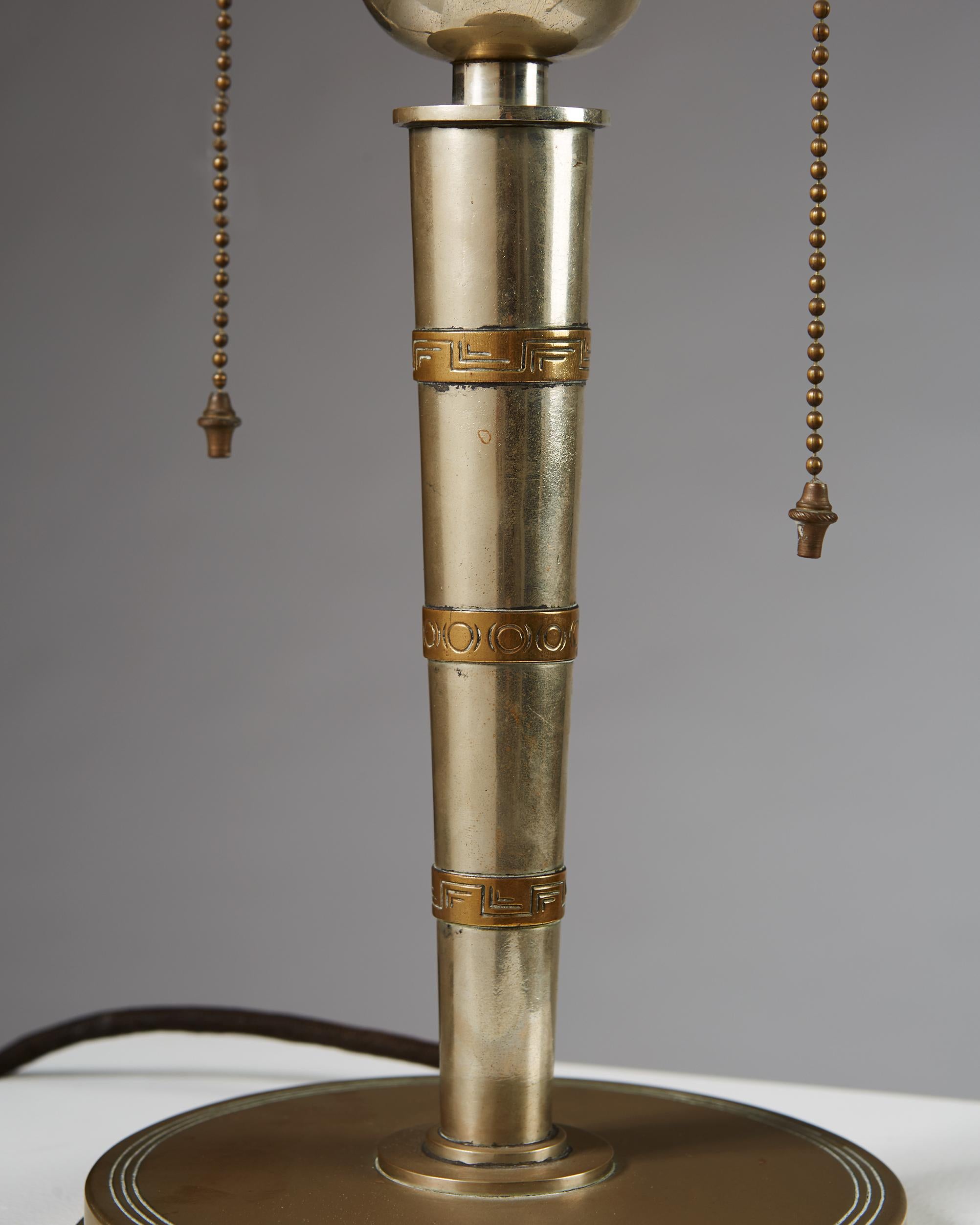 Table Lamp Designed by Tore Kullander, Pewter and Brass, Sweden, 1930s In Good Condition For Sale In Stockholm, SE