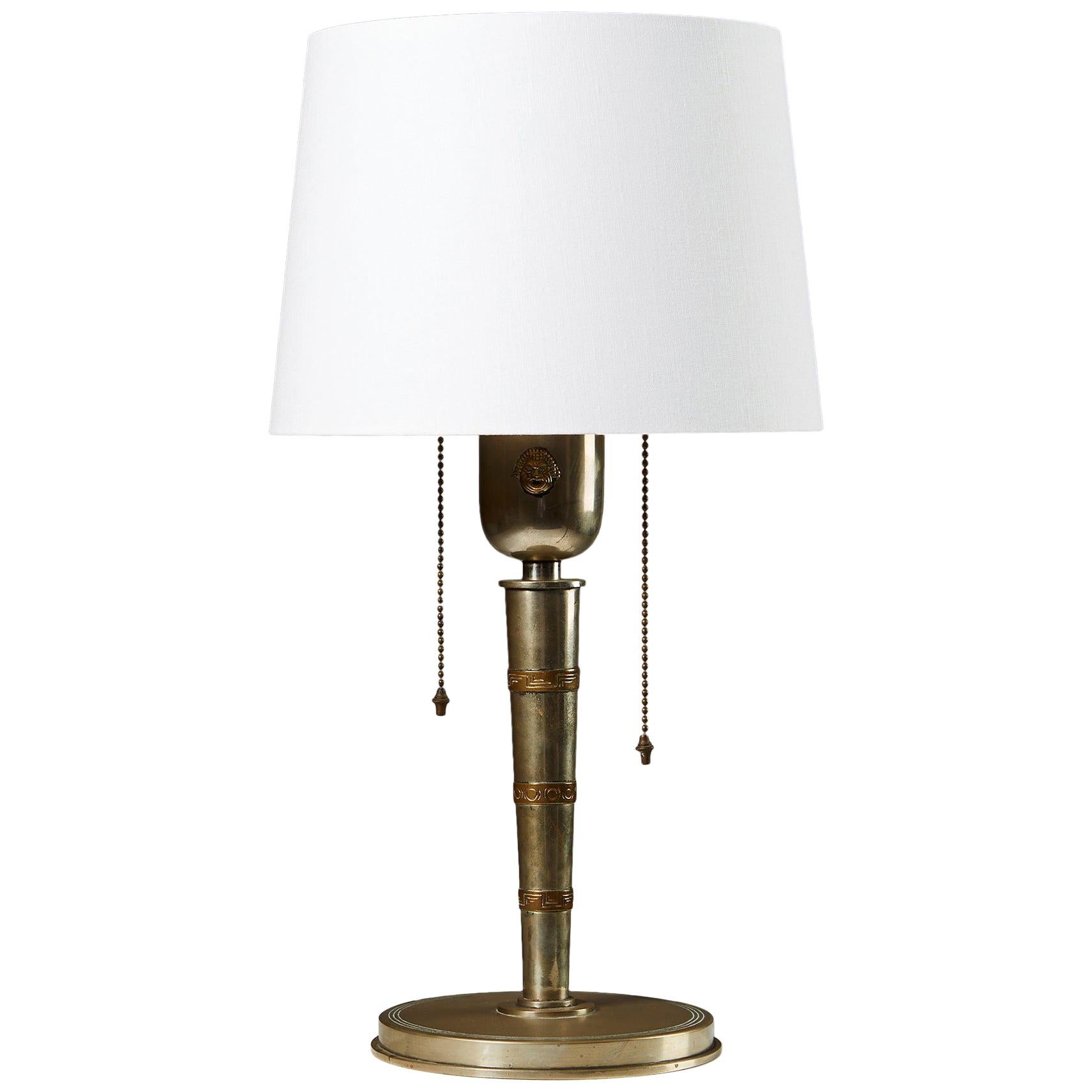 Table Lamp Designed by Tore Kullander, Pewter and Brass, Sweden, 1930s