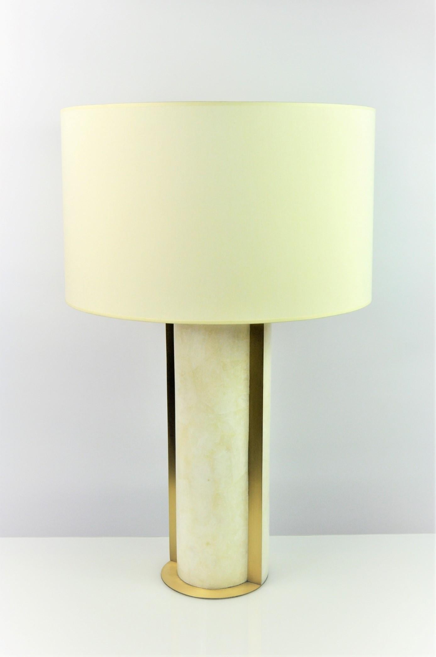 Hand-Crafted Table Lamp ECLIPSE in Rock Crystal and Brass by Ginger Brown