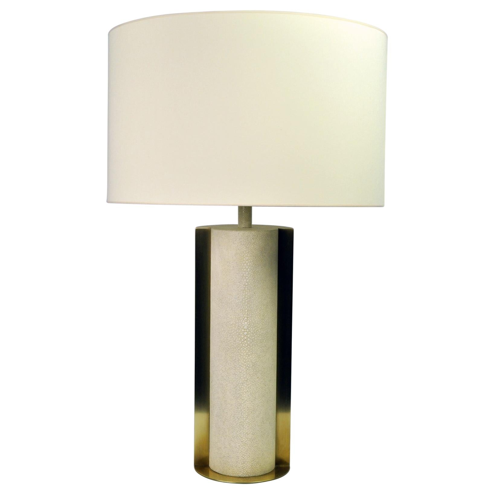 Table Lamp ECLIPSE in Shagreen and Brass by Ginger Brown