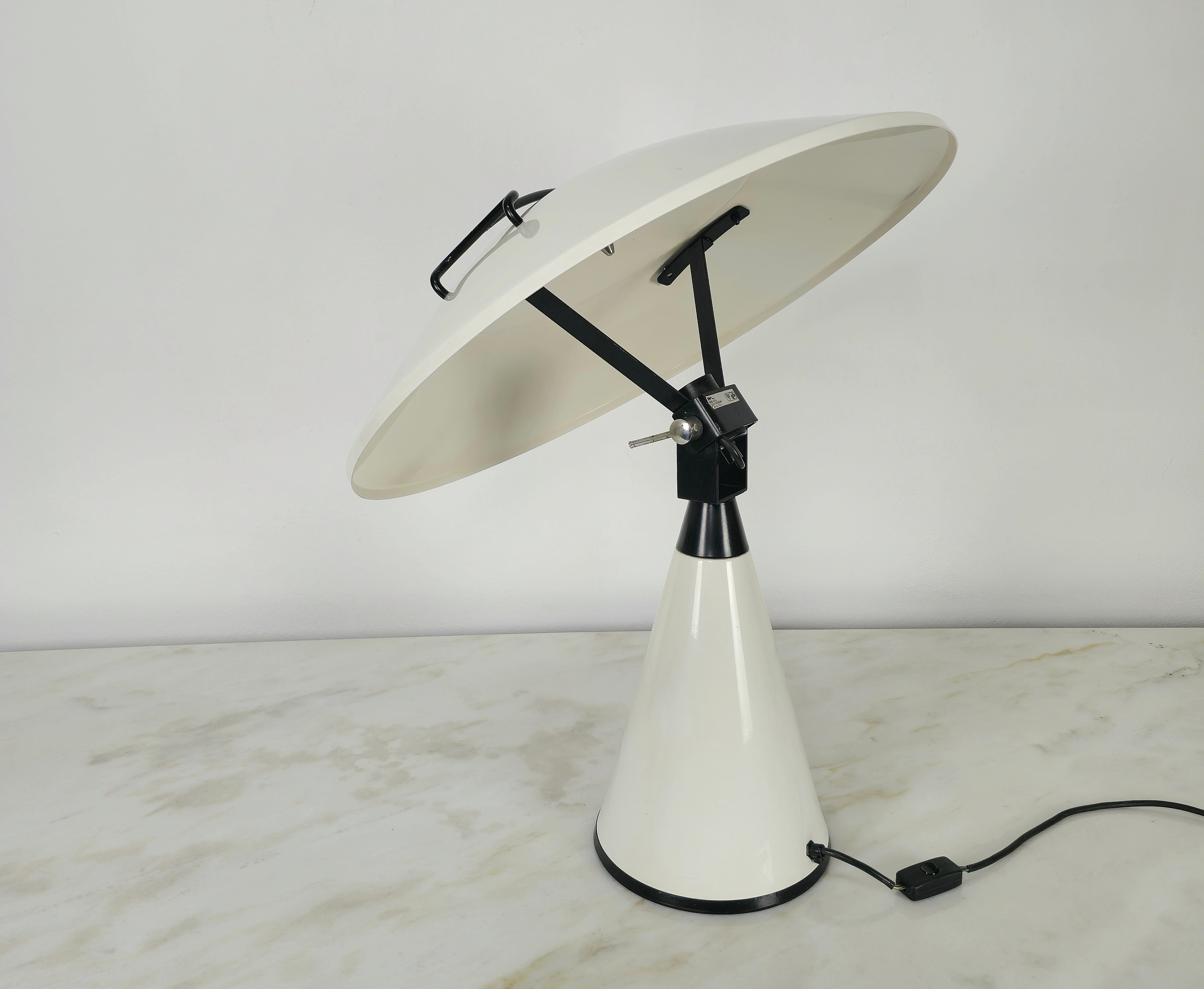 Lacquered Table Lamp Elio Martinelli Radar Aluminum Metal Midcentury Italian Design 1970s