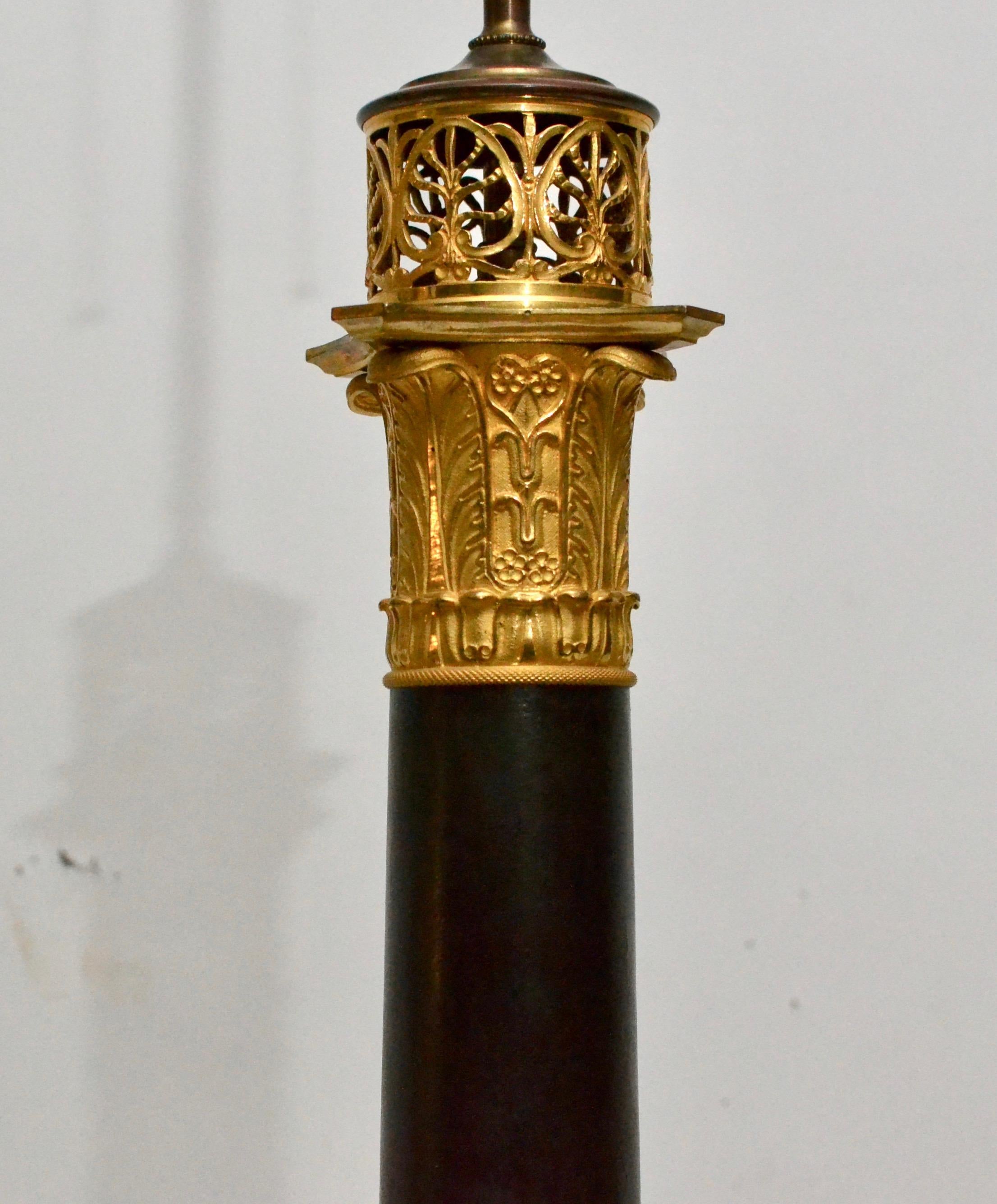 French Table Lamp, Empire Period, Bronze, 19th Century