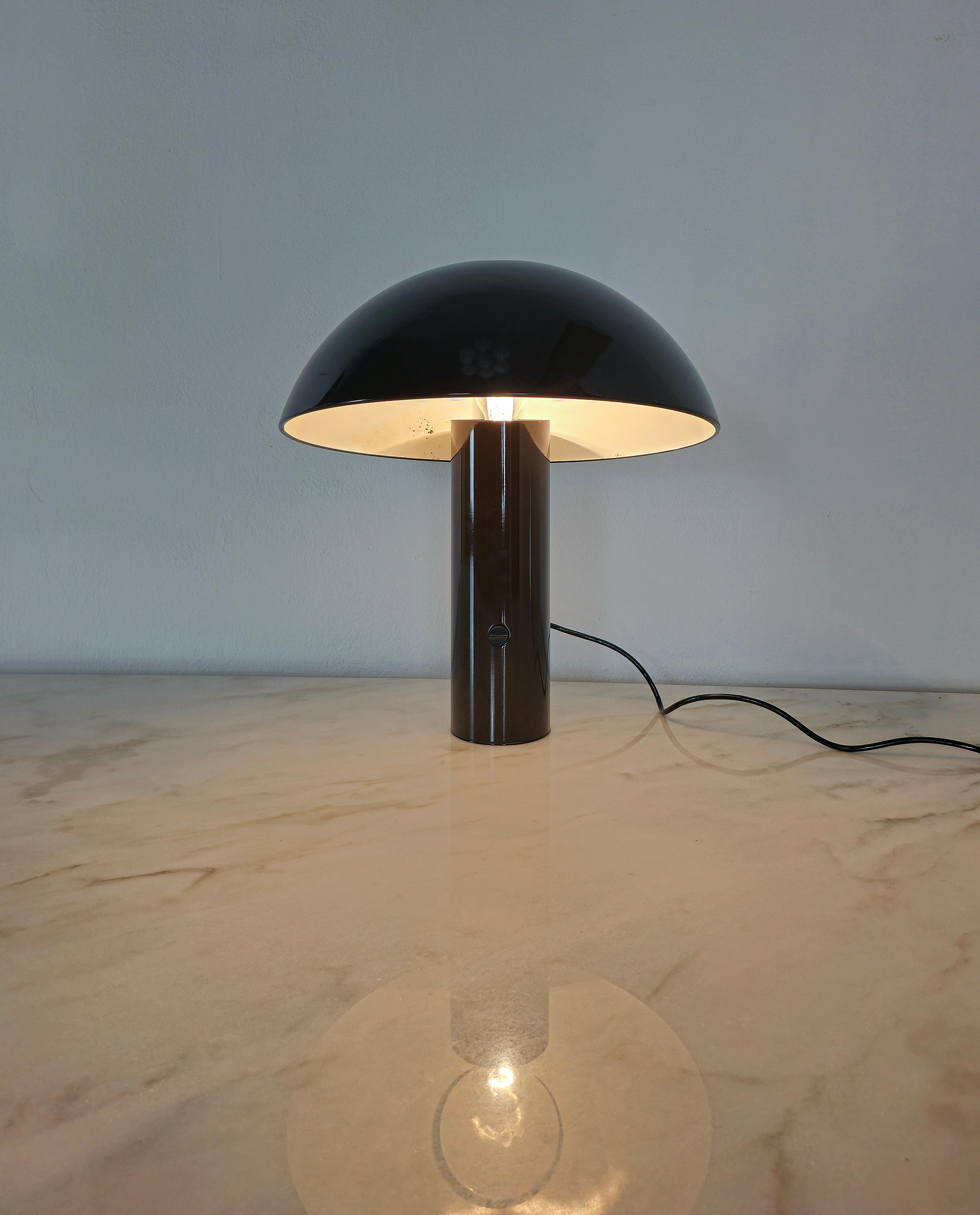 Enameled Table Lamp Enamelled Steel Franco Mirenzi for Valenti Luce Midcentury Italy 1970 For Sale