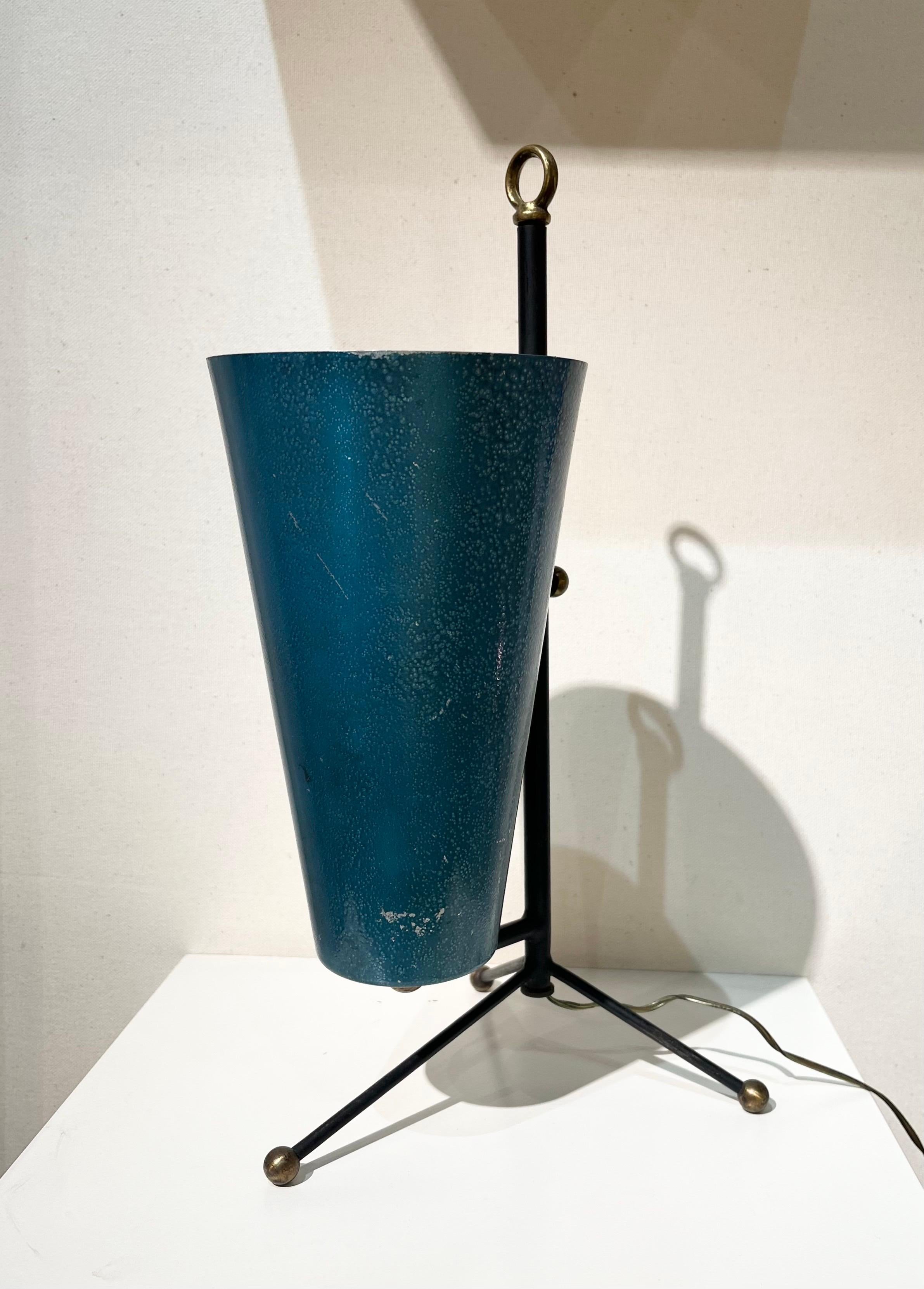 Table lamp in lacquered metal and gilt brass, France circa 1950