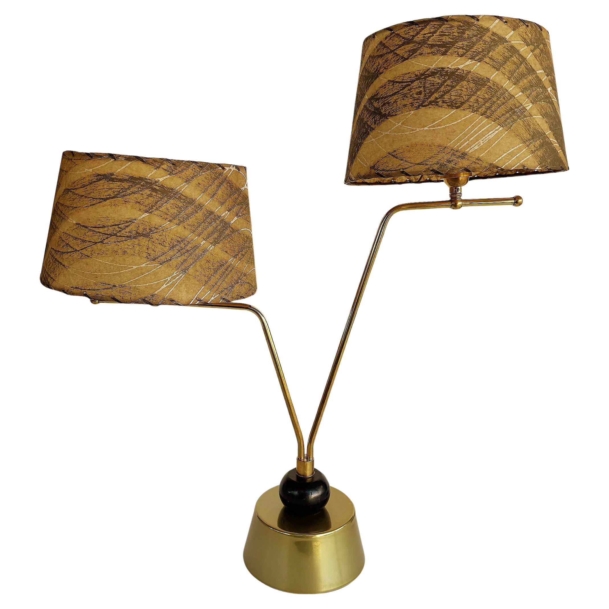 1950s Mid-century Atomic 2-Arm Lamp, Fiberglass Shades