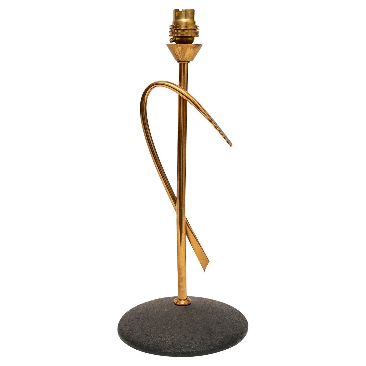 Lampada da tavolo francese Mid-Century Modern Brass Black Metal Arc