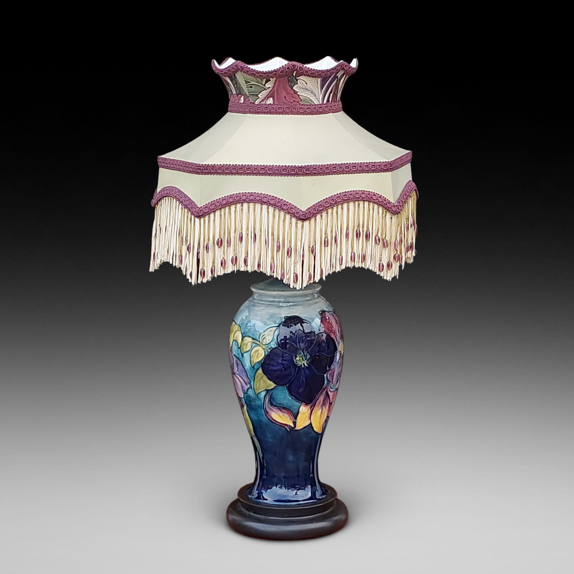 English Table Lamp from an Early Moorcroft Pansy Pattern Vase For Sale