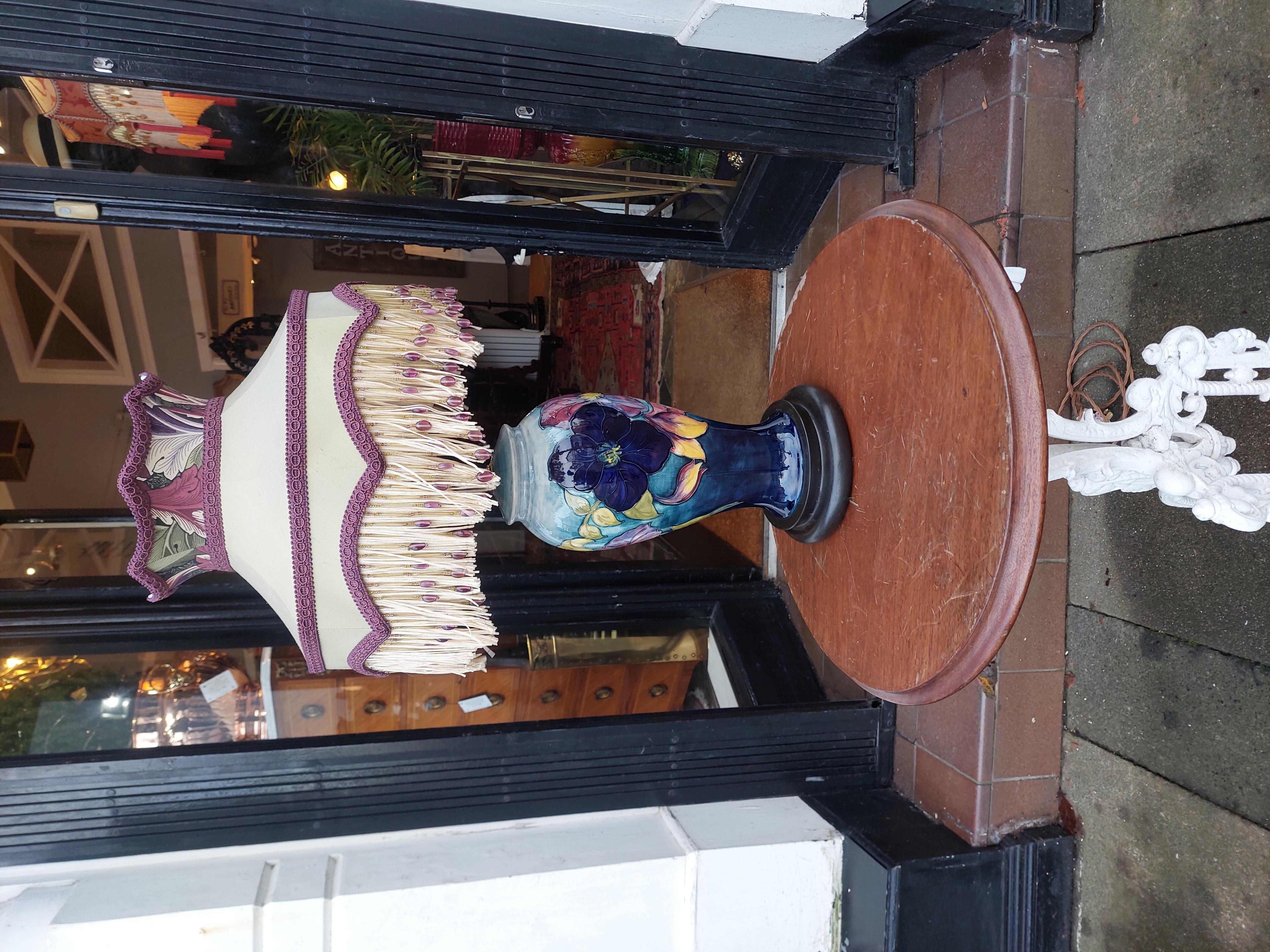 20th Century Table Lamp from an Early Moorcroft Pansy Pattern Vase For Sale