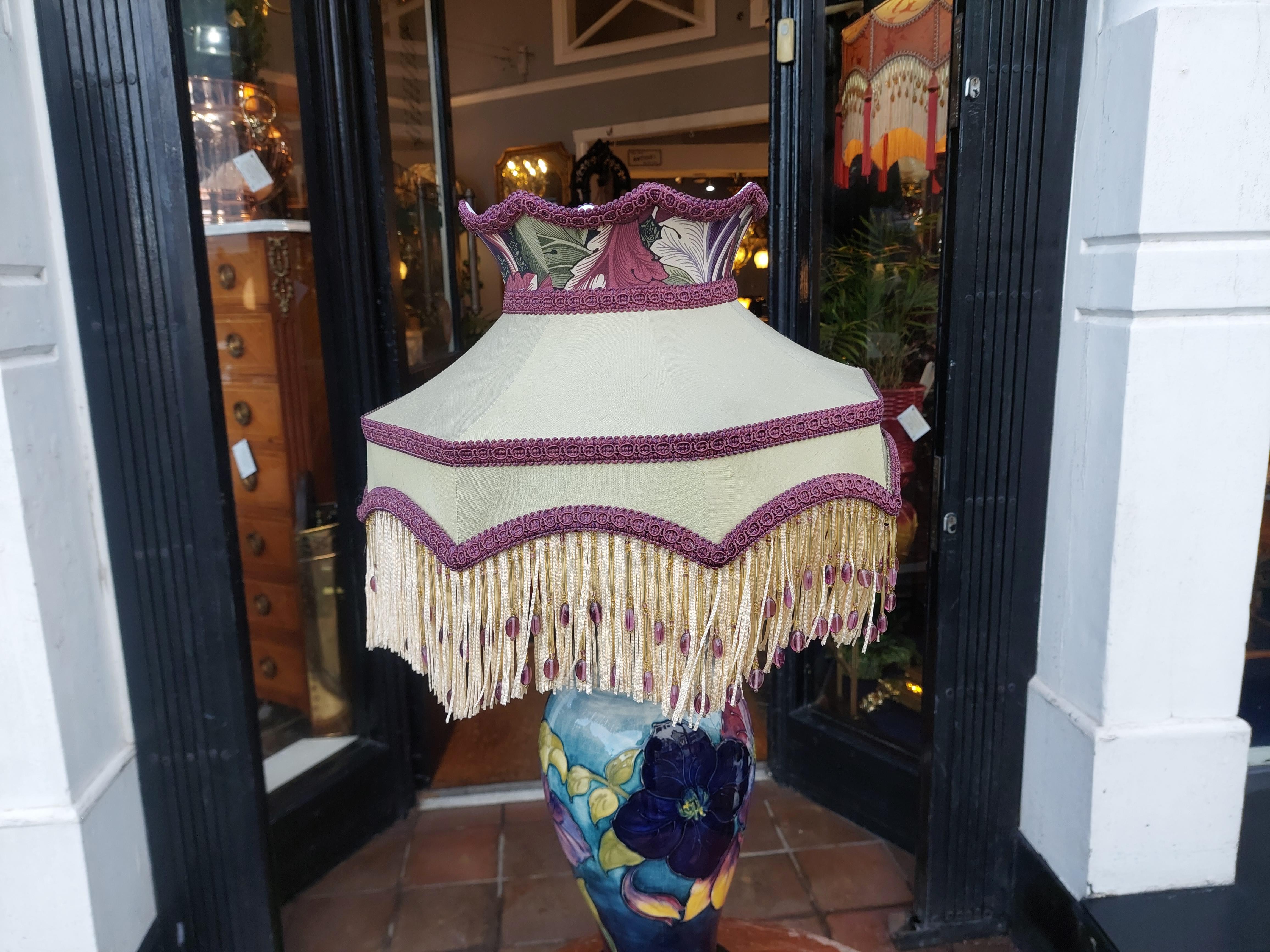 Porcelain Table Lamp from an Early Moorcroft Pansy Pattern Vase For Sale