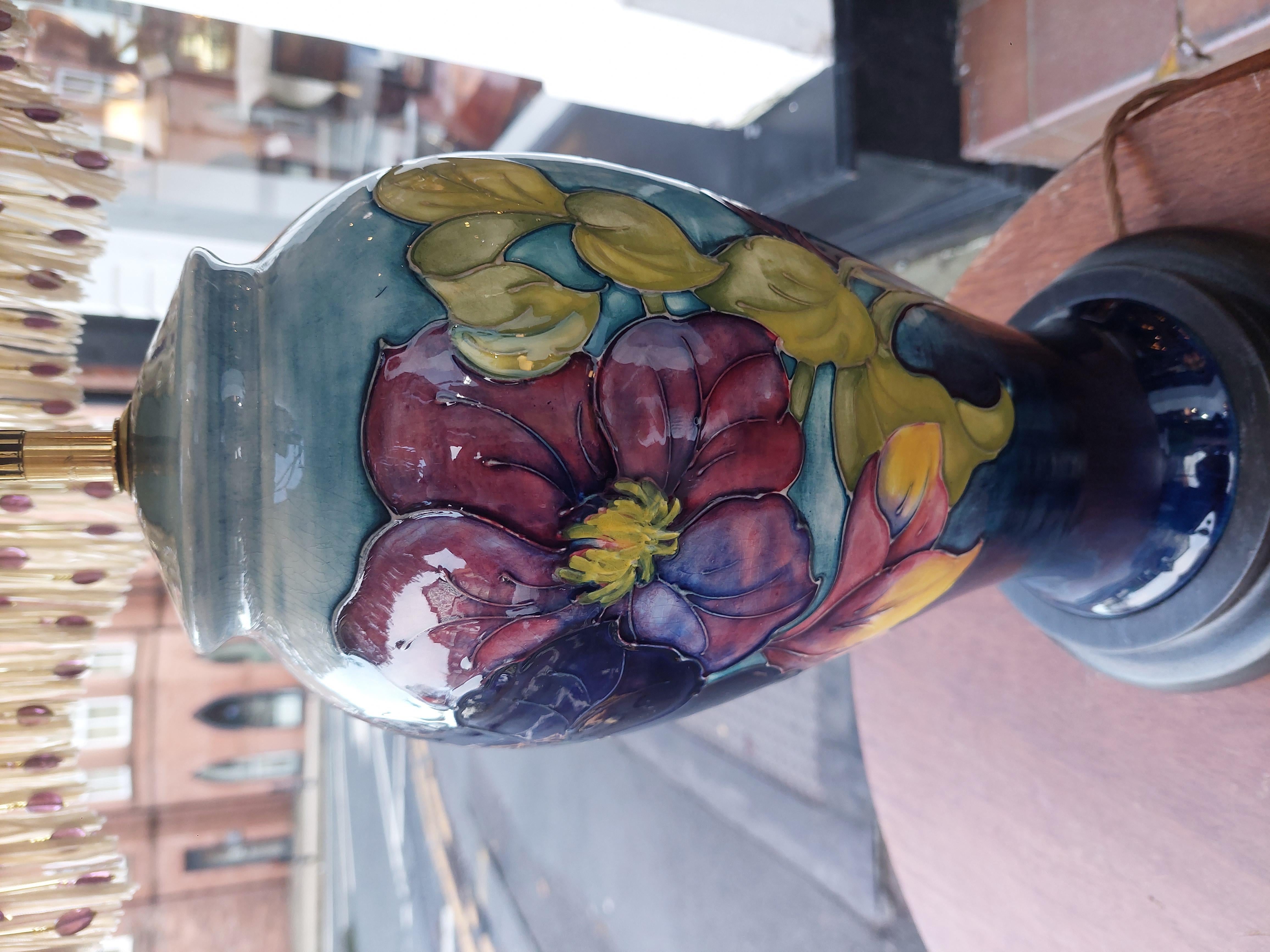 Table Lamp from an Early Moorcroft Pansy Pattern Vase For Sale 1