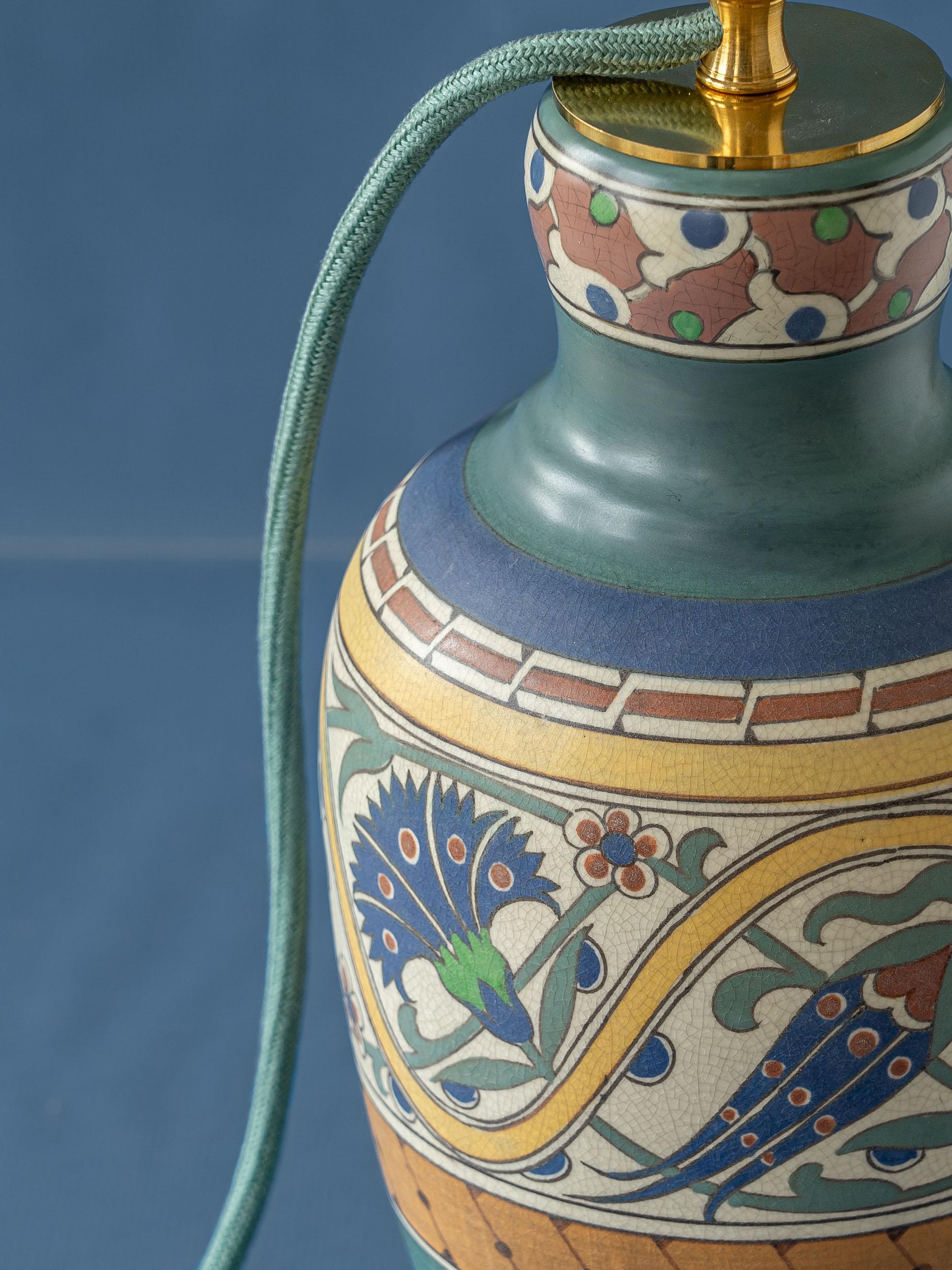 Art déco Lampe vase Lindus Arnhemsche Fayencefabriek 1910-1917, motifs Iznik en vente