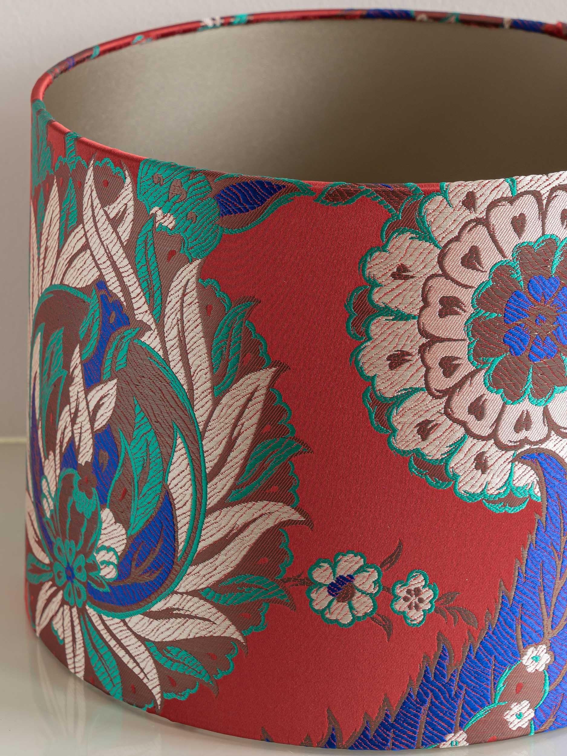 Boch Frères Art Deco Cloisonné Vase Lamp, Ottoman-Inspired, Pierre Frey Shade For Sale 3