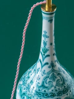 Royal Delft Delvert blau-grüne handbemalte Keramik-Tischlampe, 1970