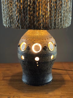 Table Lamp Georges Pelletier 1960 Cord Lampshade