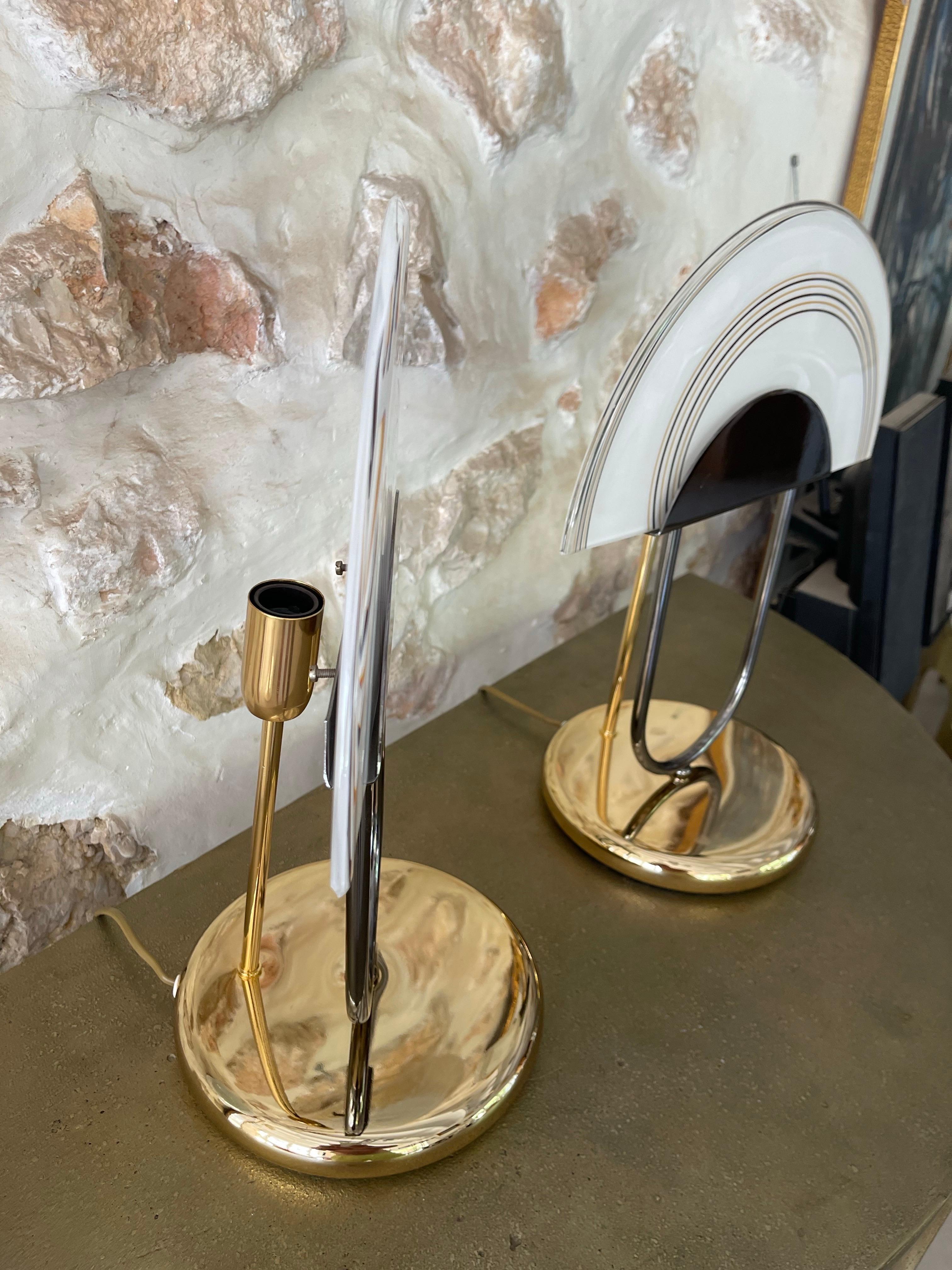 Post-Modern Table lamp Glass murano  pair by Zonca , Italie 1980s For Sale
