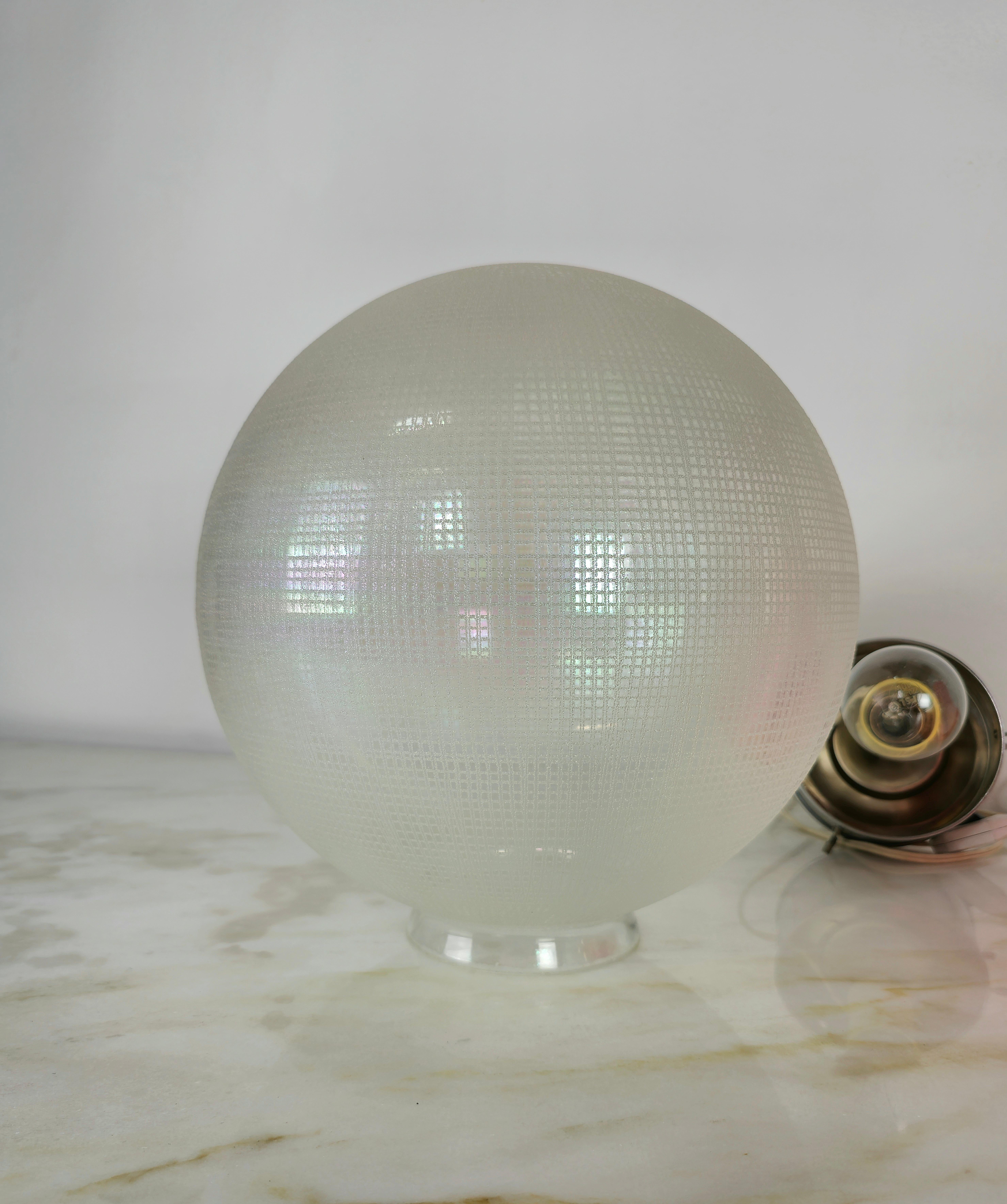 Table Lamp Glass Sphere Chromed Aluminum Midcentury Italian Design, 1960s 5