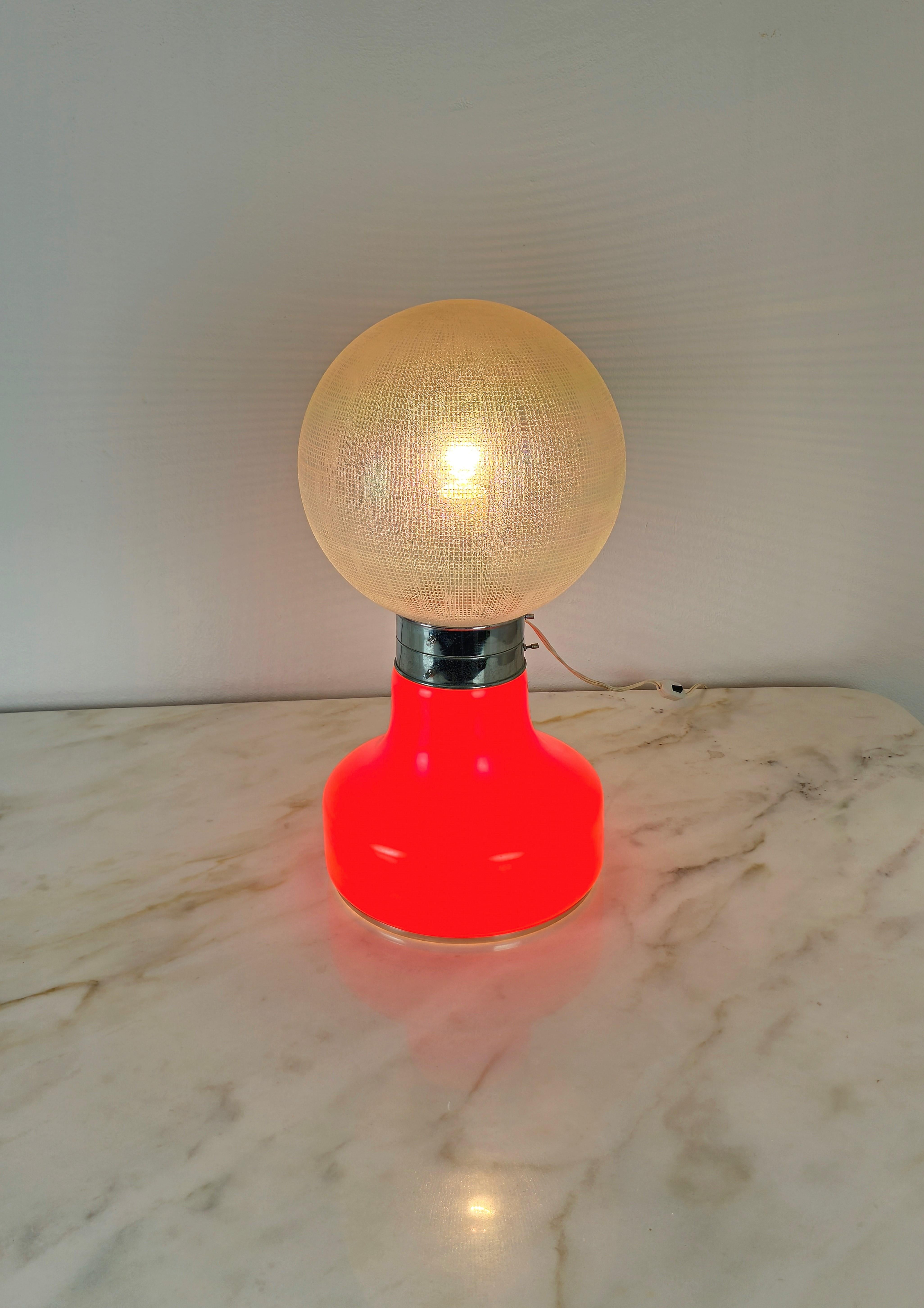 Table Lamp Glass Sphere Chromed Aluminum Midcentury Italian Design, 1960s 1