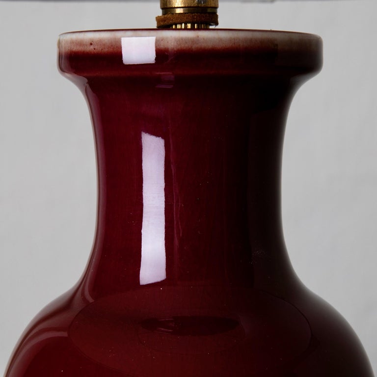 Chinese Table Lamp Glazed Red, 19th Century, China For Sale