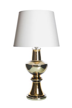 Table Lamp, gold-coloured foiled glass, Designed by Gustav Leek for Luxus, 1960s