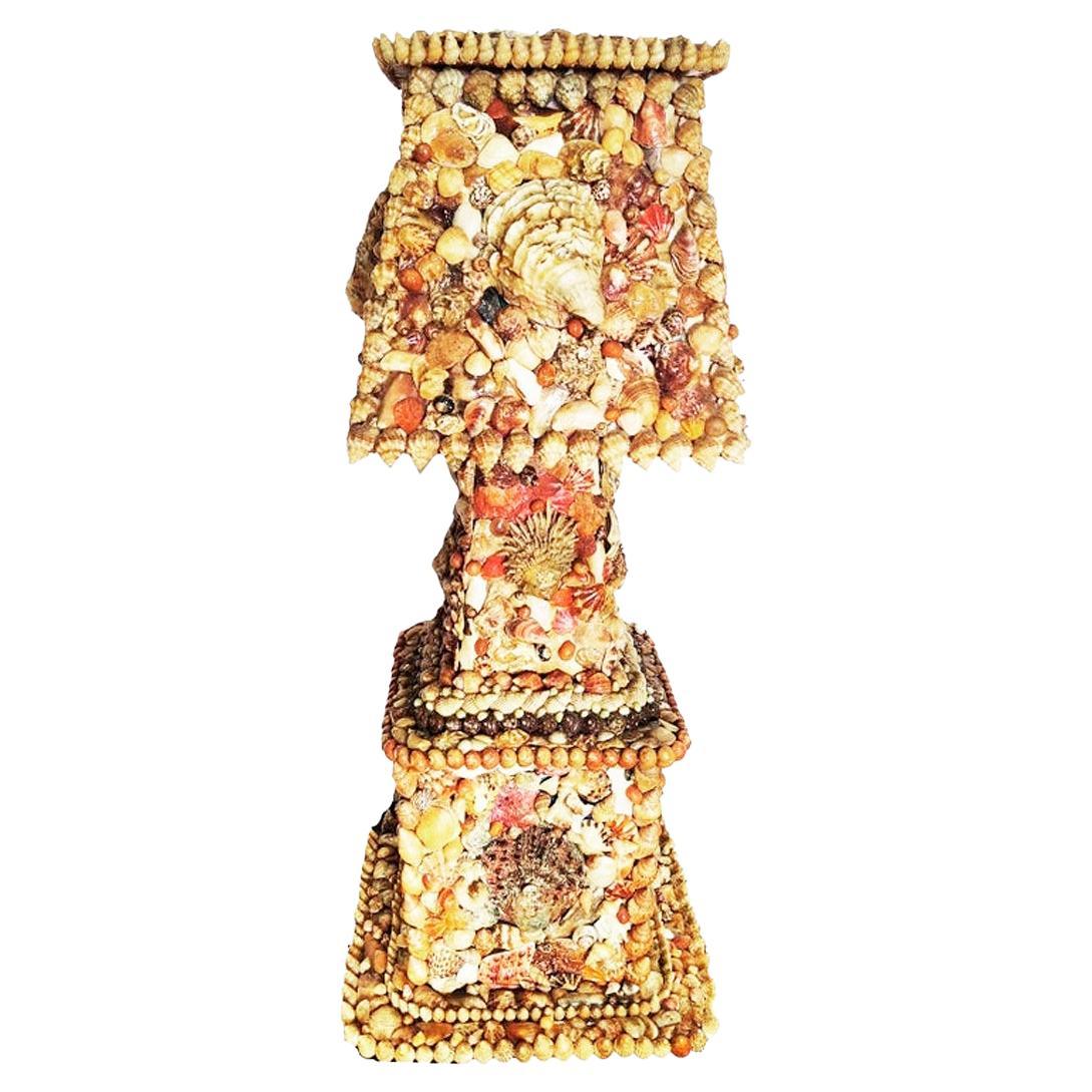 French Riviere Table Lamp  Handmade With Shells, France Early 20th Century