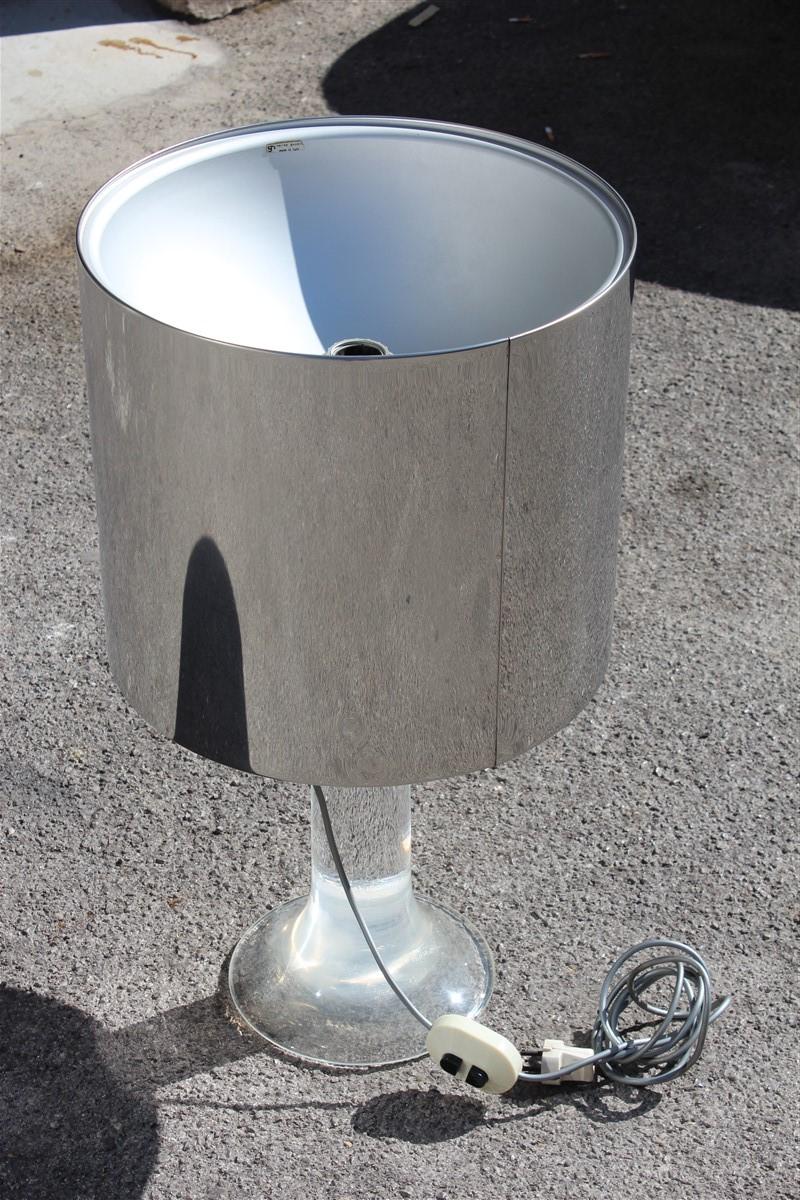 Table Lamp Harvey Guzzini Italian Design Lucite Steel Silver For Sale 1