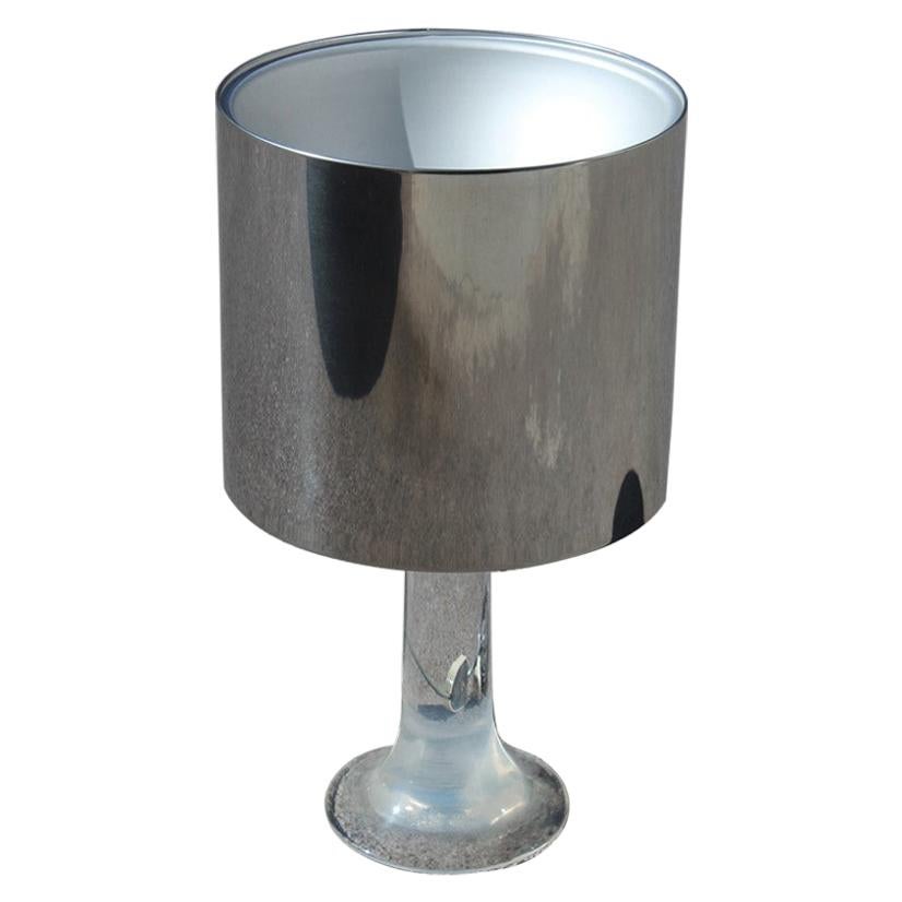 Table Lamp Harvey Guzzini Italian Design Lucite Steel Silver For Sale