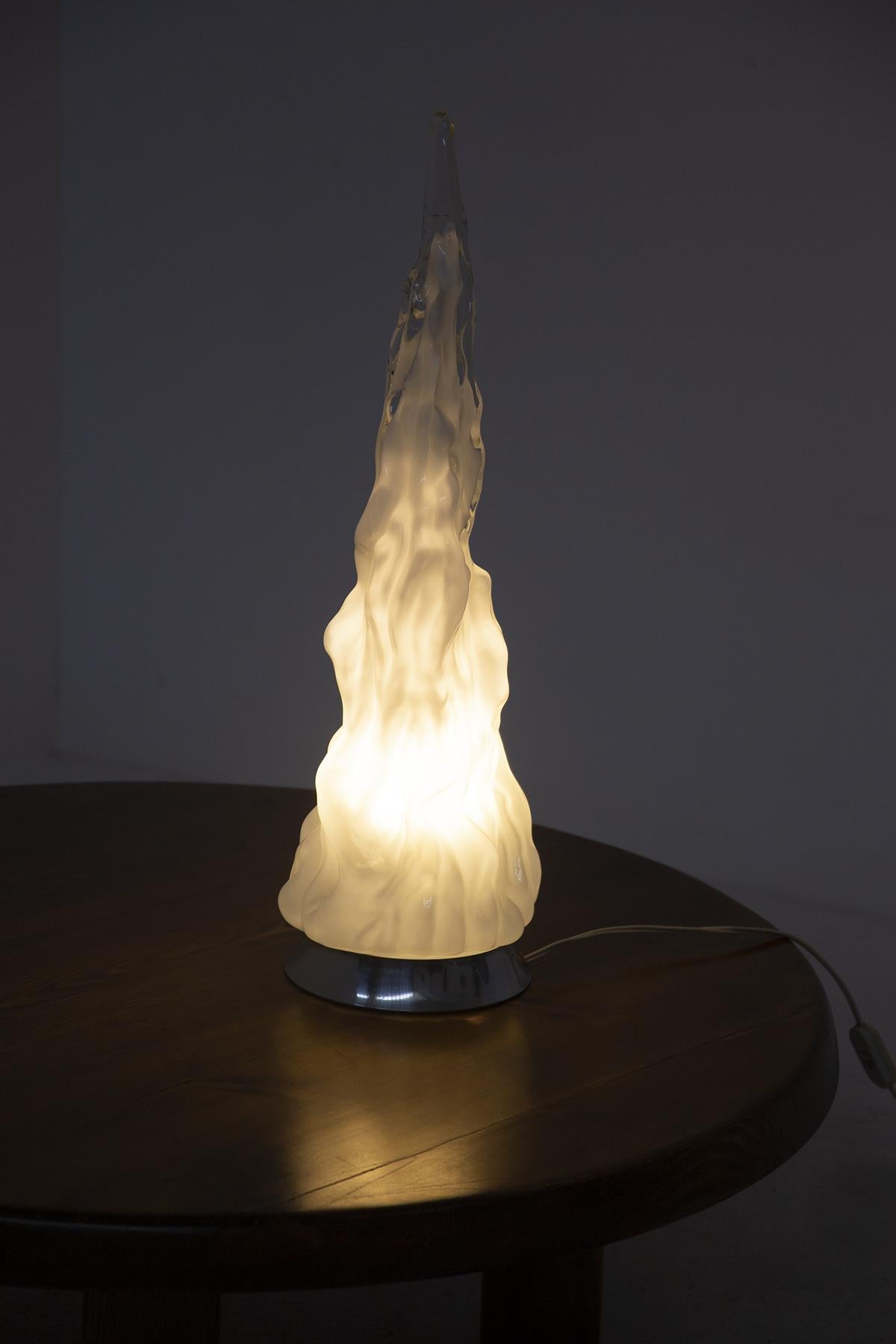 Mid-Century Modern Table Lamp Iceberg by Carlo Nason for Vistosi in White Murano Glass