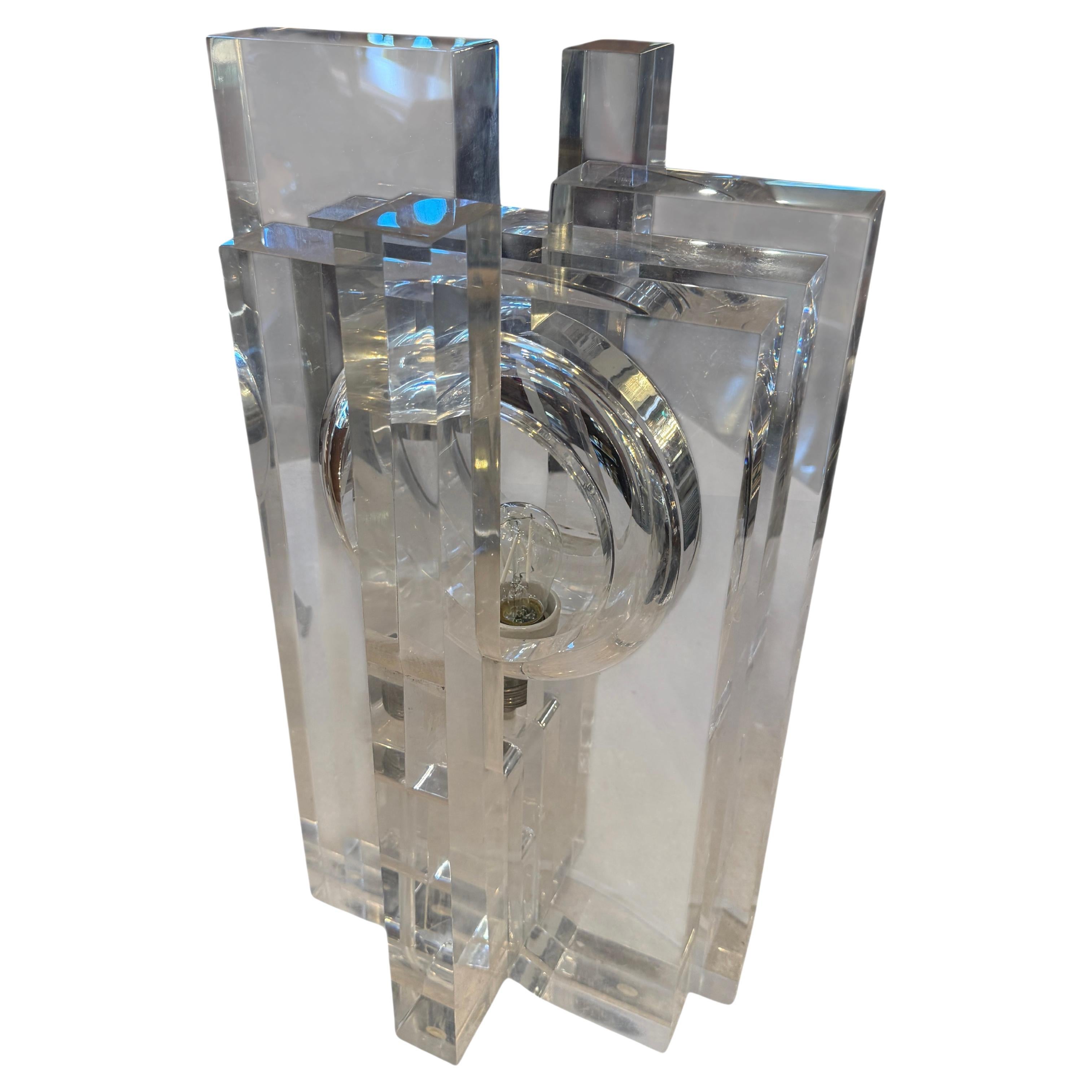 Table Lamp in Acrylic by Sandro Petti for Maison Jansen, 1970 For Sale