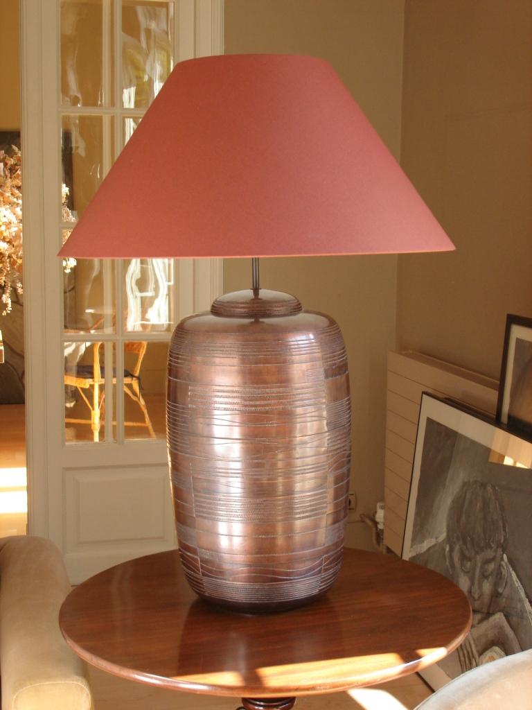 OPIO. Table Lamp in Aged Brass, Modern Art Deco Design Handmade Shade included For Sale 2