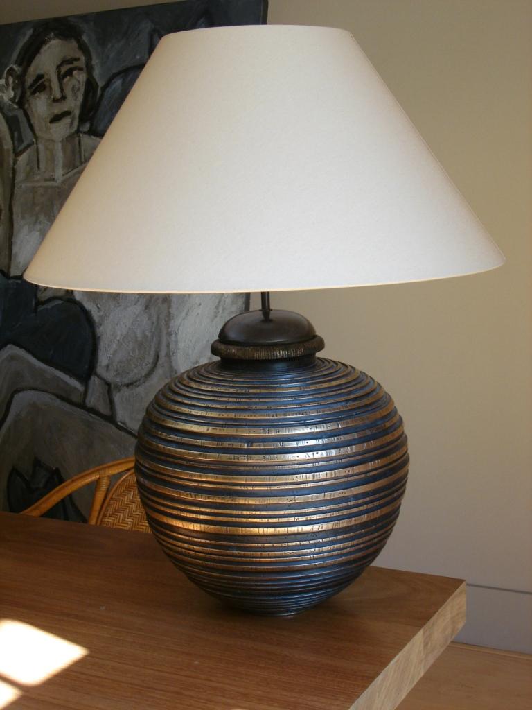 RA. Table Lamp in Aged Brass, Contemporary Art Deco Design Handmade. Shade inclu For Sale 2