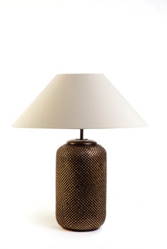 Table Lamp in Aged Brass, Modern Art Deco Design Handmade. Shade included