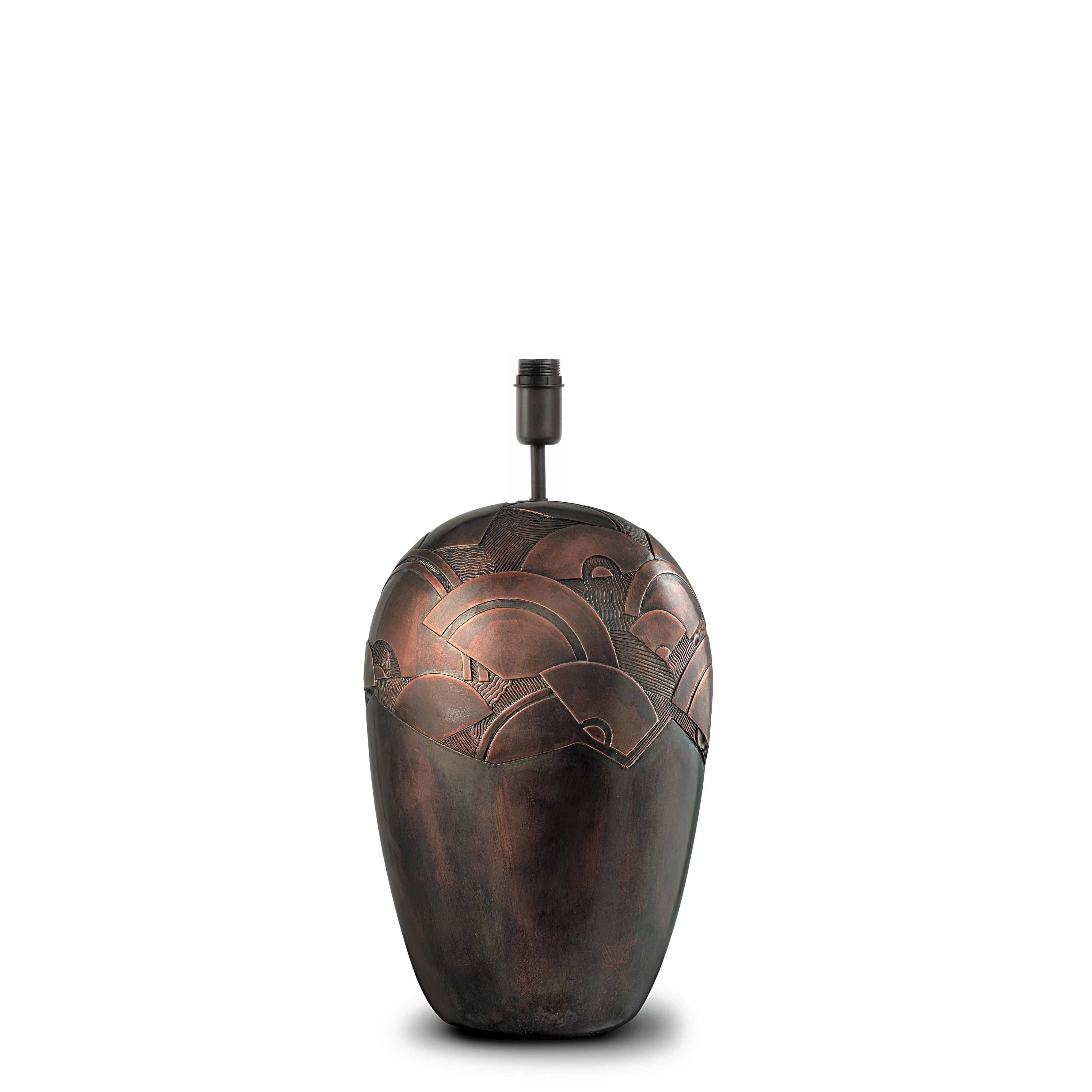 ABANICOS. Table Lamp Aged Brass Contemporary Art Deco Design Handmade. Shade Inc For Sale 2
