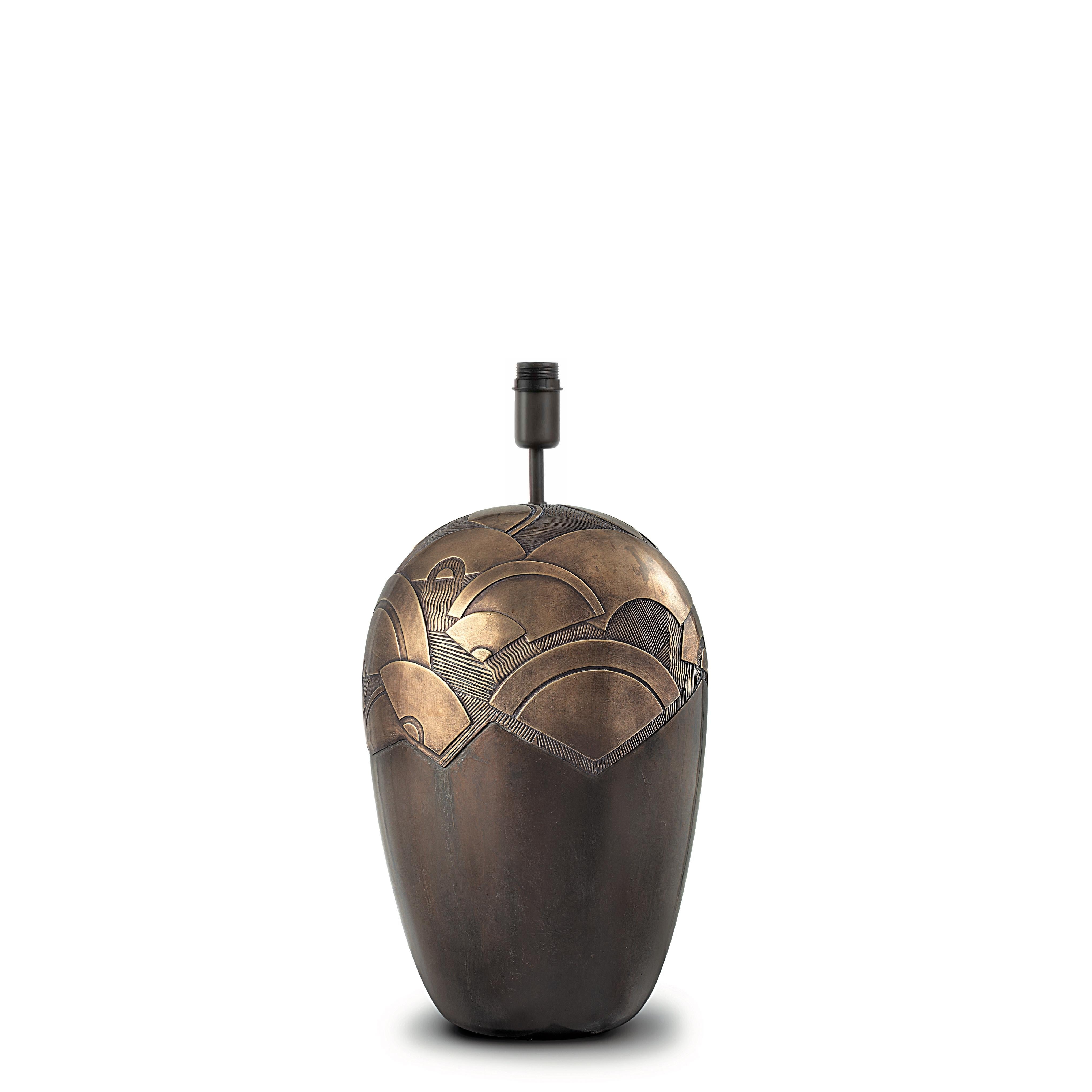ABANICOS. Table Lamp Aged Brass Contemporary Art Deco Design Handmade. Shade Inc For Sale 3