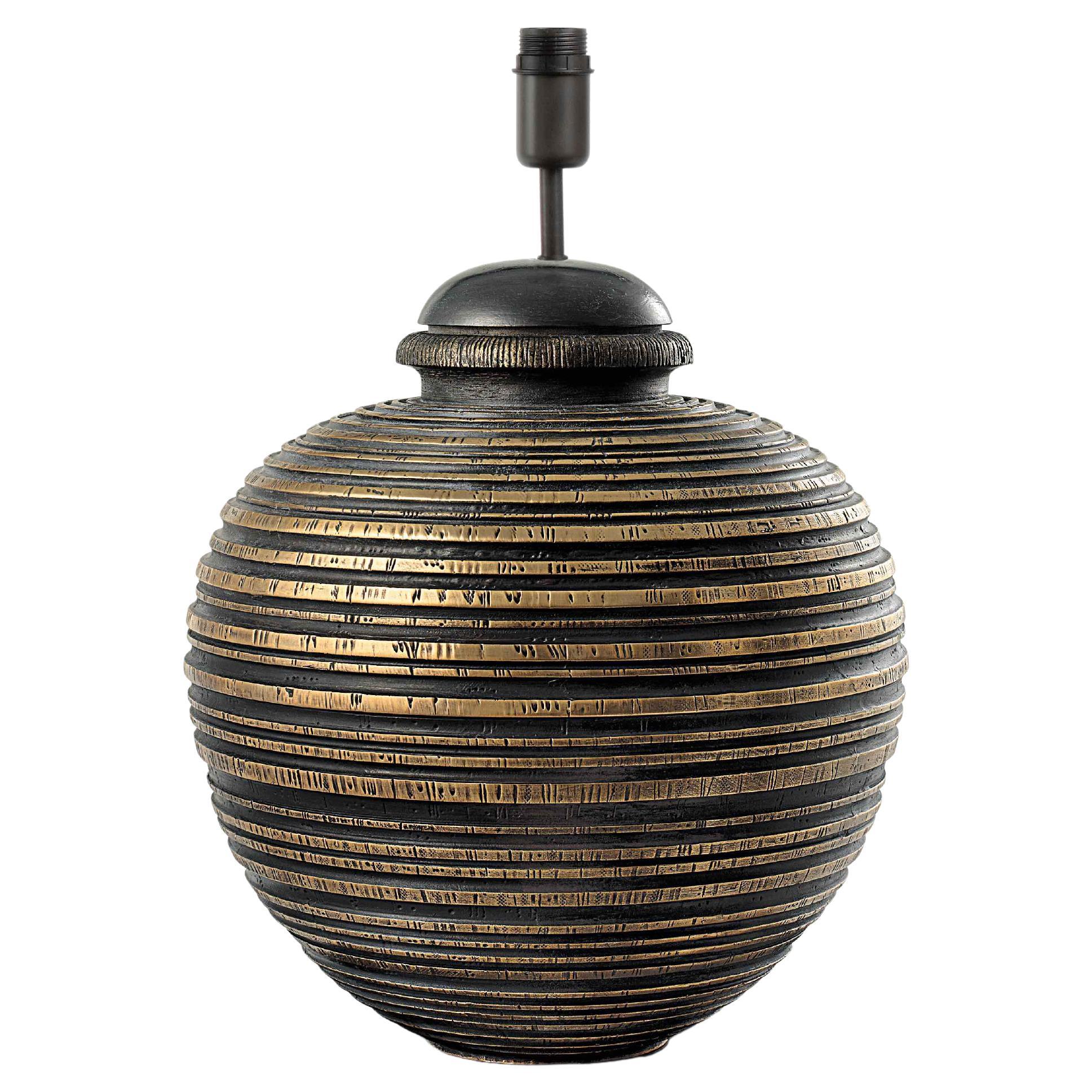 Contemporary Art Deco inspired Table Lamp Pyppe in Brass, Mustard and