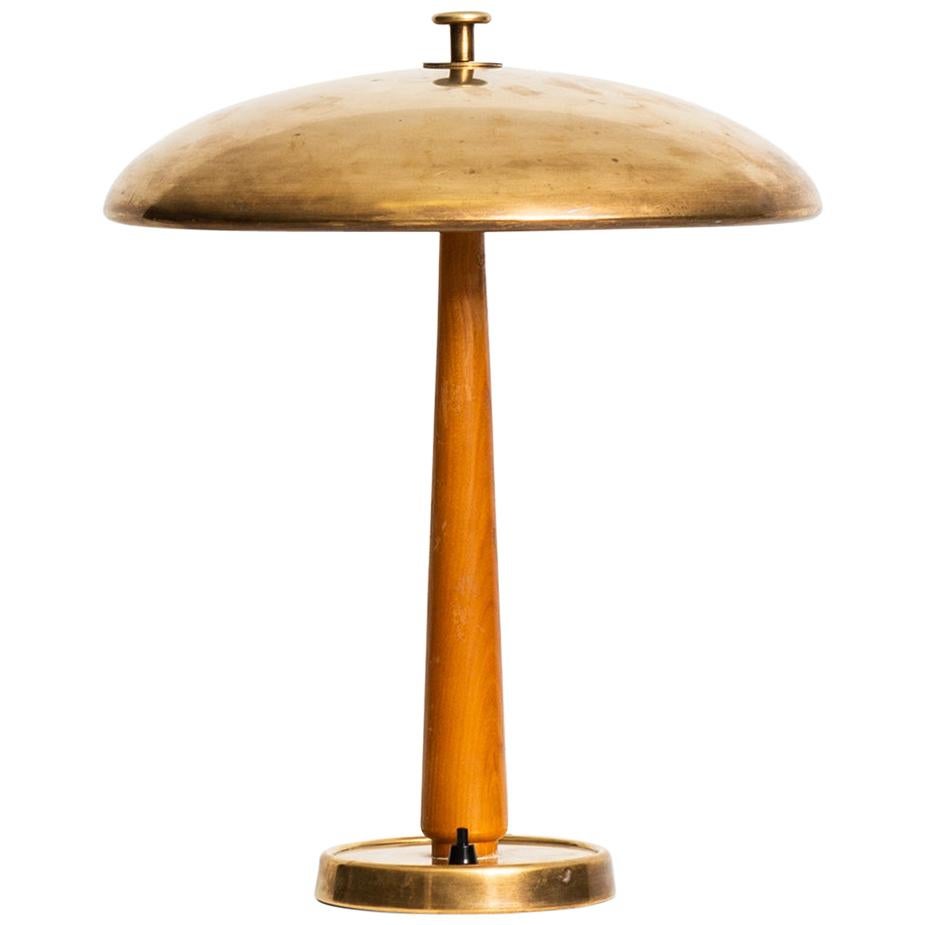 Table Lamp in Ash and Brass Produced in Sweden