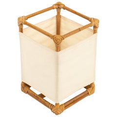Table Lamp in Bamboo, Rattan and Fabric Attributed to Louis Sognot, France 1960s
