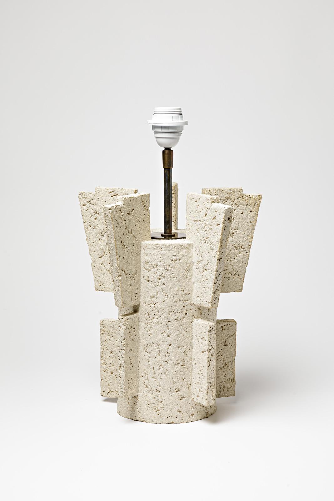 Beaux Arts Table lamp in beige grog clay by Denis Castaing, 2019 For Sale