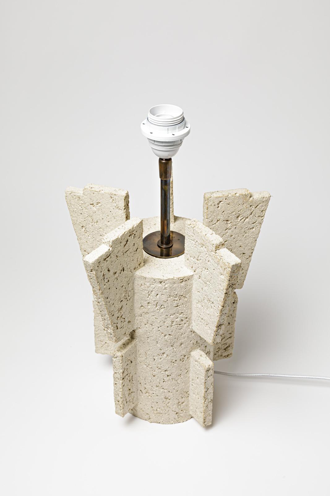 Table lamp in beige grog clay by Denis Castaing, 2019 In New Condition For Sale In Saint-Ouen, FR