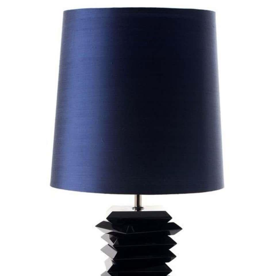European Table Lamp in Black Lacquered Wood For Sale
