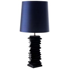 Tischlampe aus schwarz lackiertem Holz
