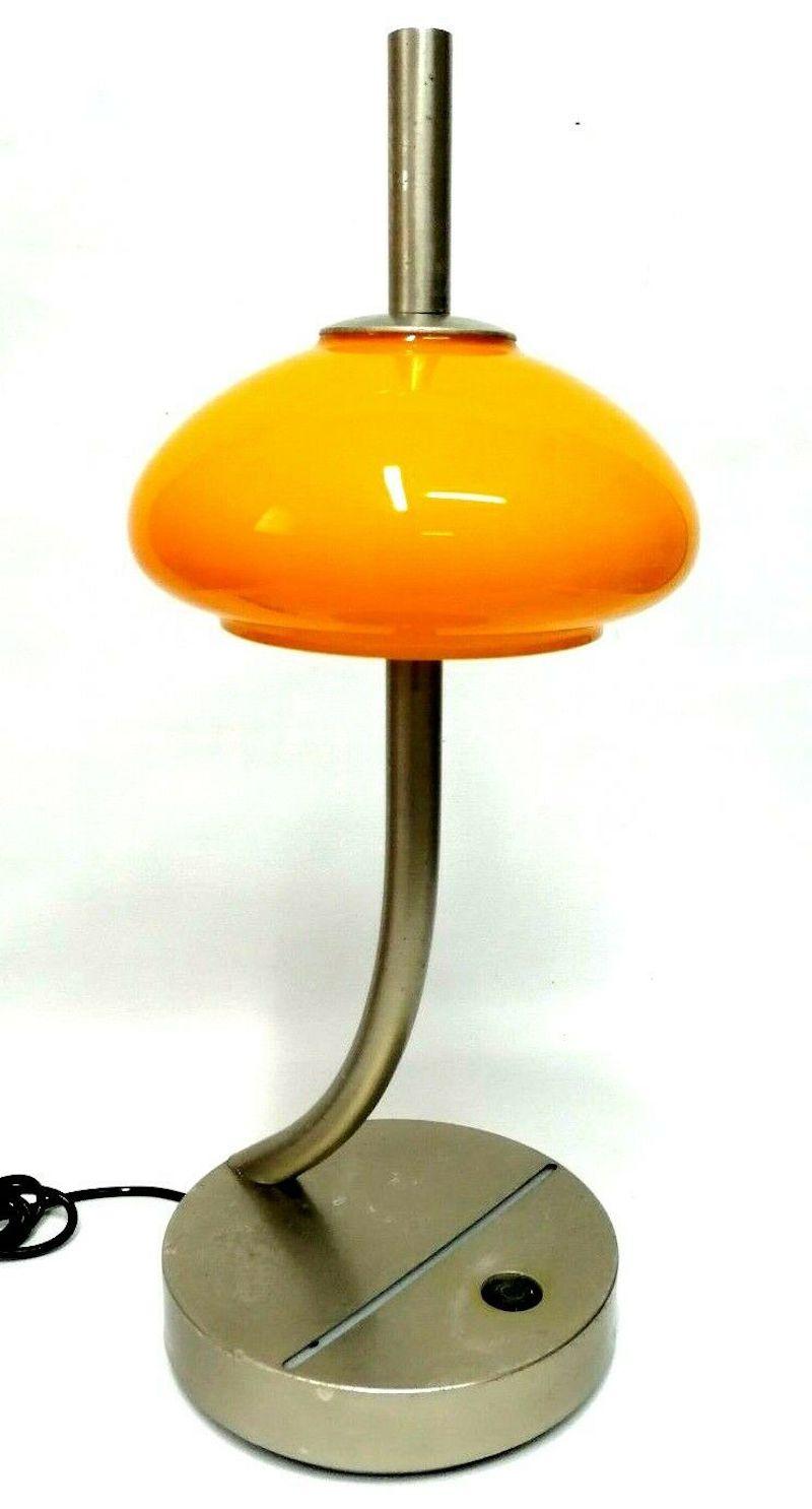 Italian Table Lamp in Blown Glass Paste and Steel, 1970s For Sale