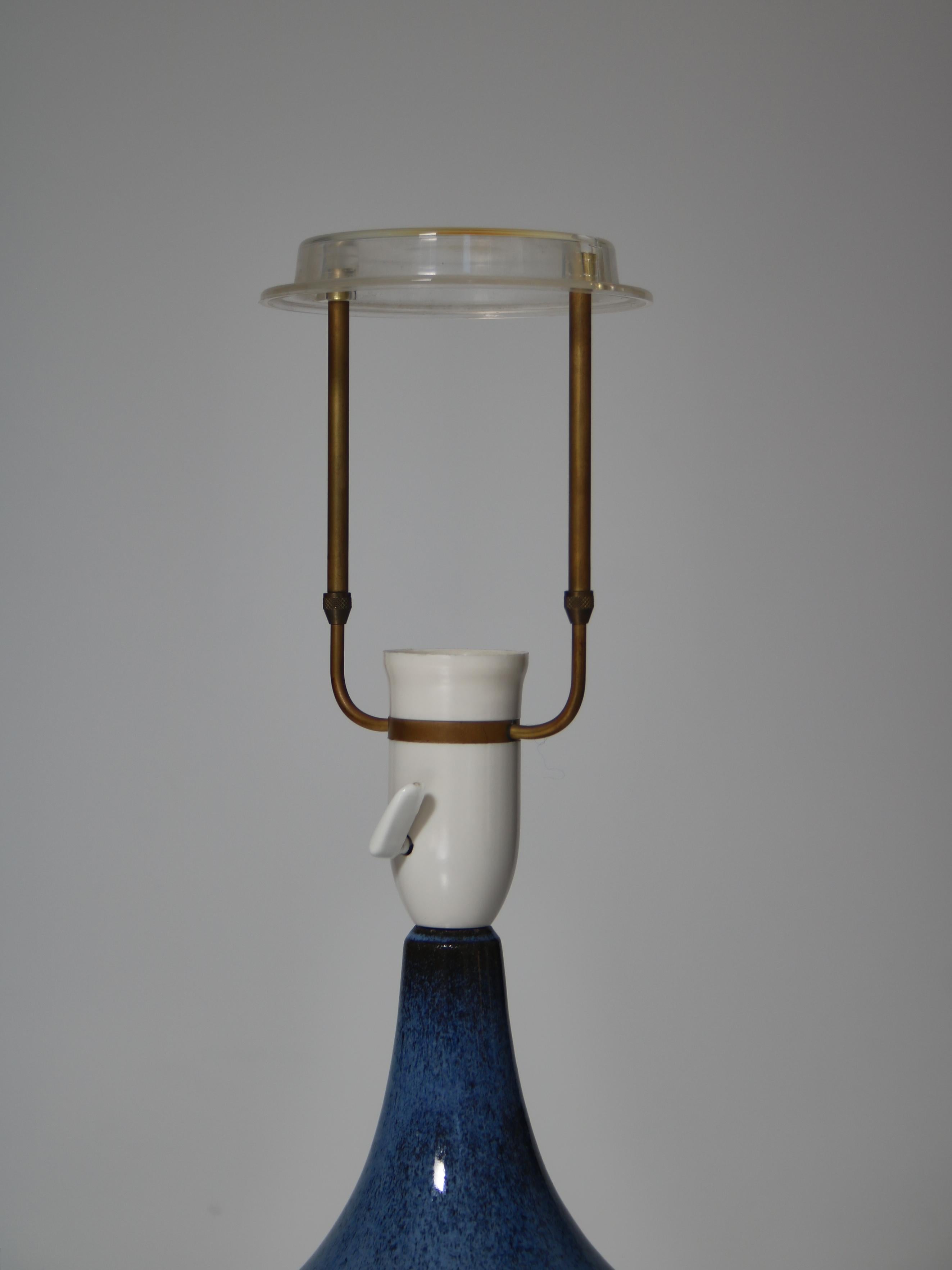 Blue Ceramic Table Lamp by Herluf Gottschalk-Olsen Stogo, Denmark, 1960s For Sale 4