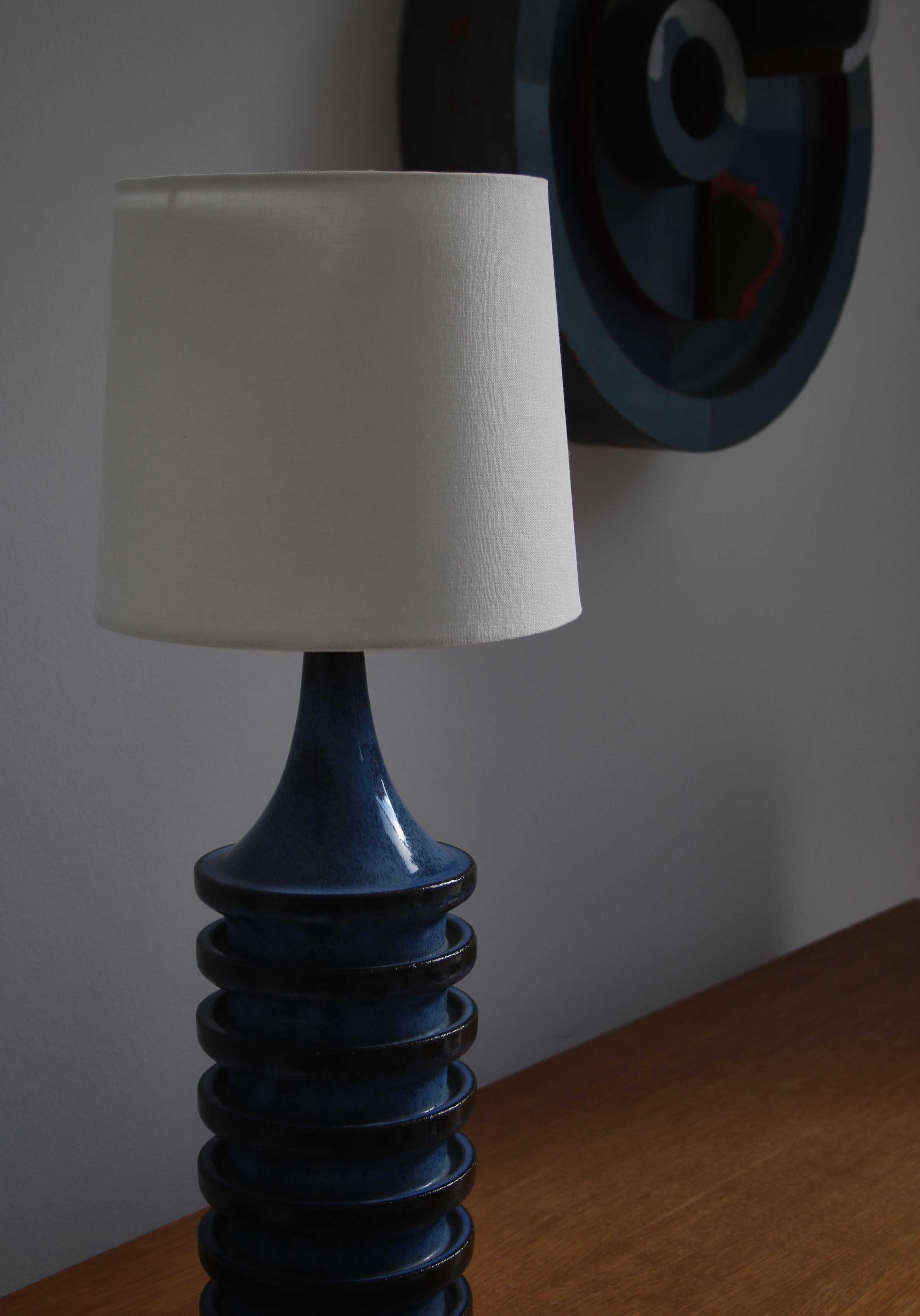 Blue Ceramic Table Lamp by Herluf Gottschalk-Olsen Stogo, Denmark, 1960s For Sale 7